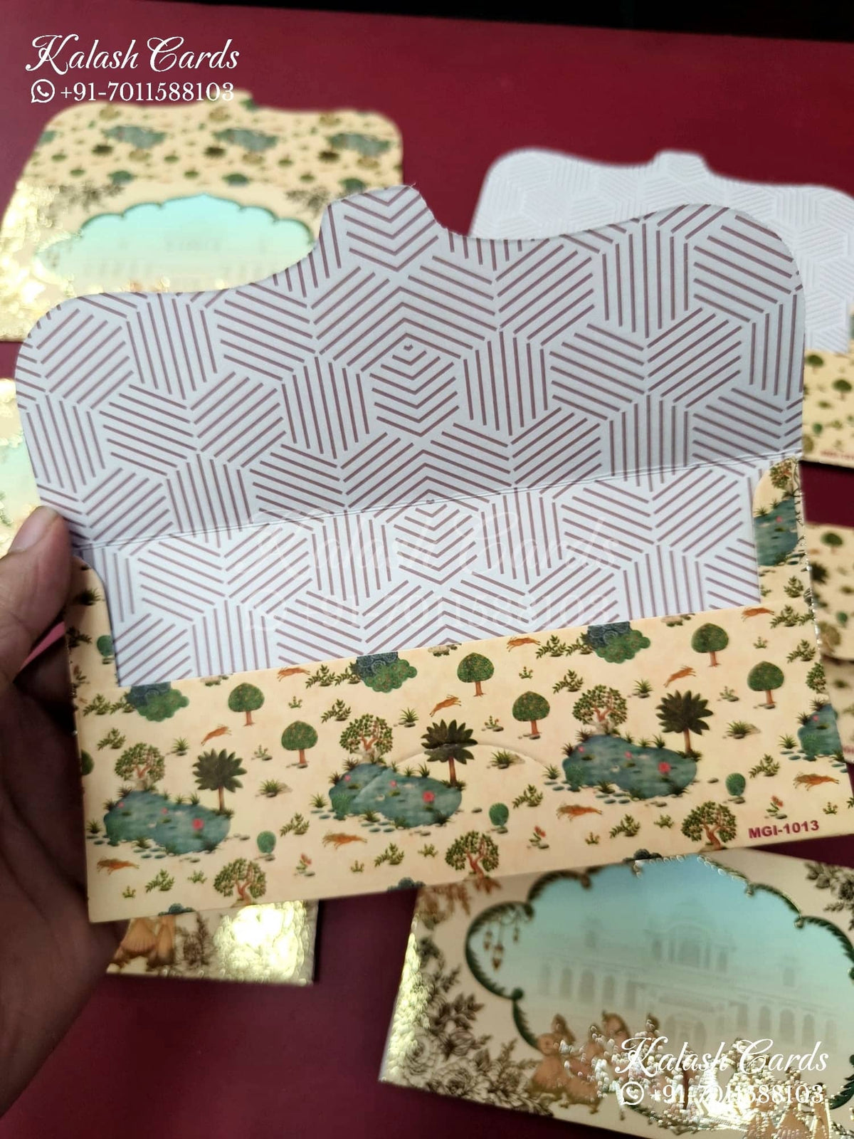 KL134E Premium 3D Gold Foil Designer Shagun Money Envelopes-Kalash Cards
