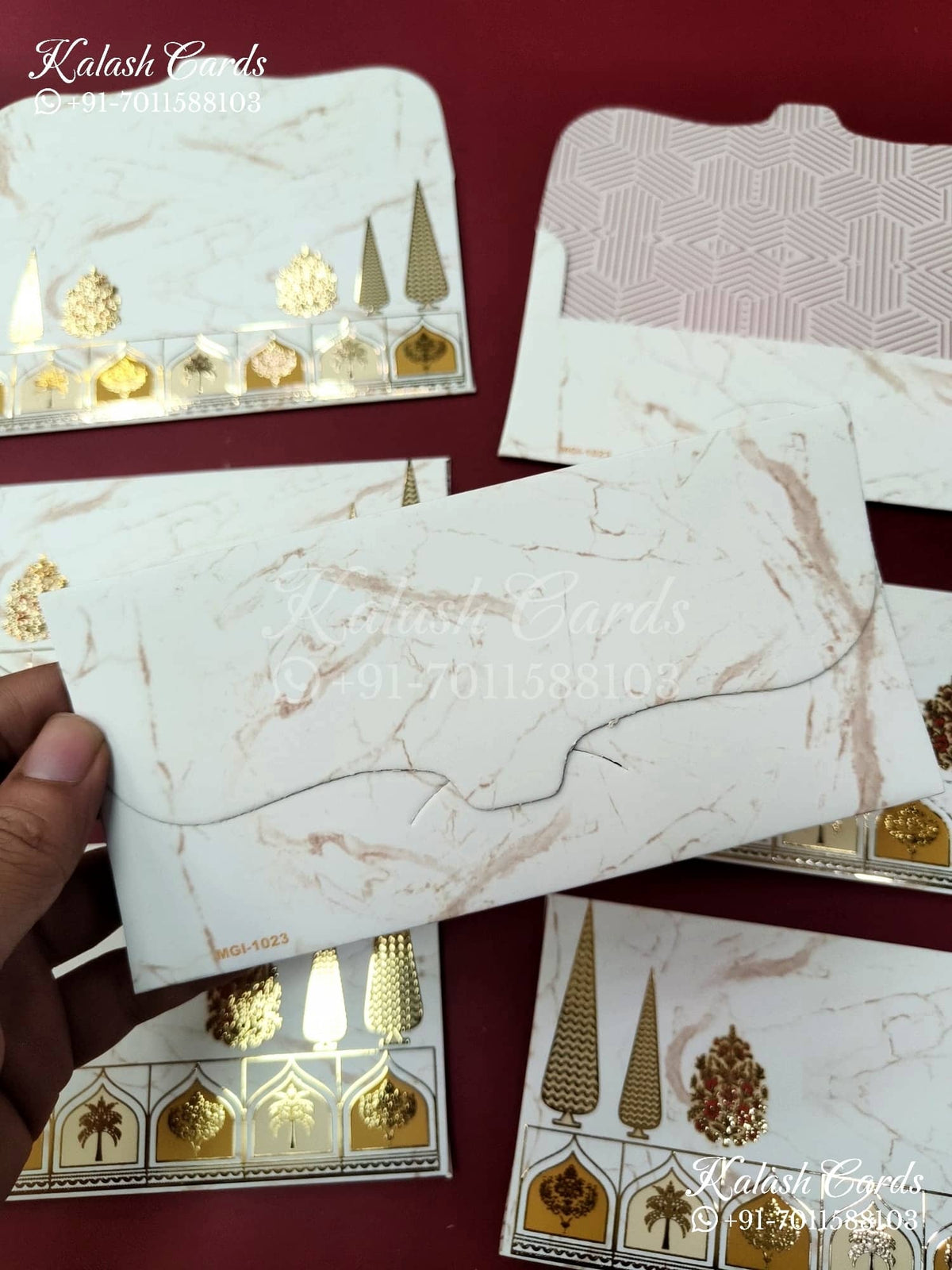 KL135E Premium 3D Gold Foil Designer Shagun Money Envelopes-Kalash Cards