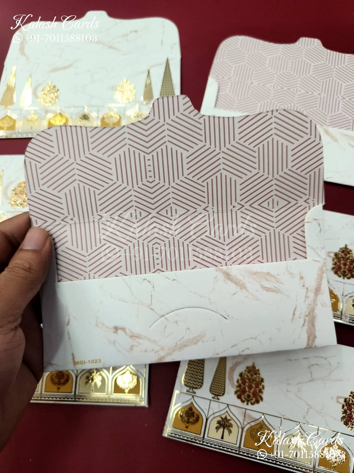 KL135E Premium 3D Gold Foil Designer Shagun Money Envelopes-Kalash Cards