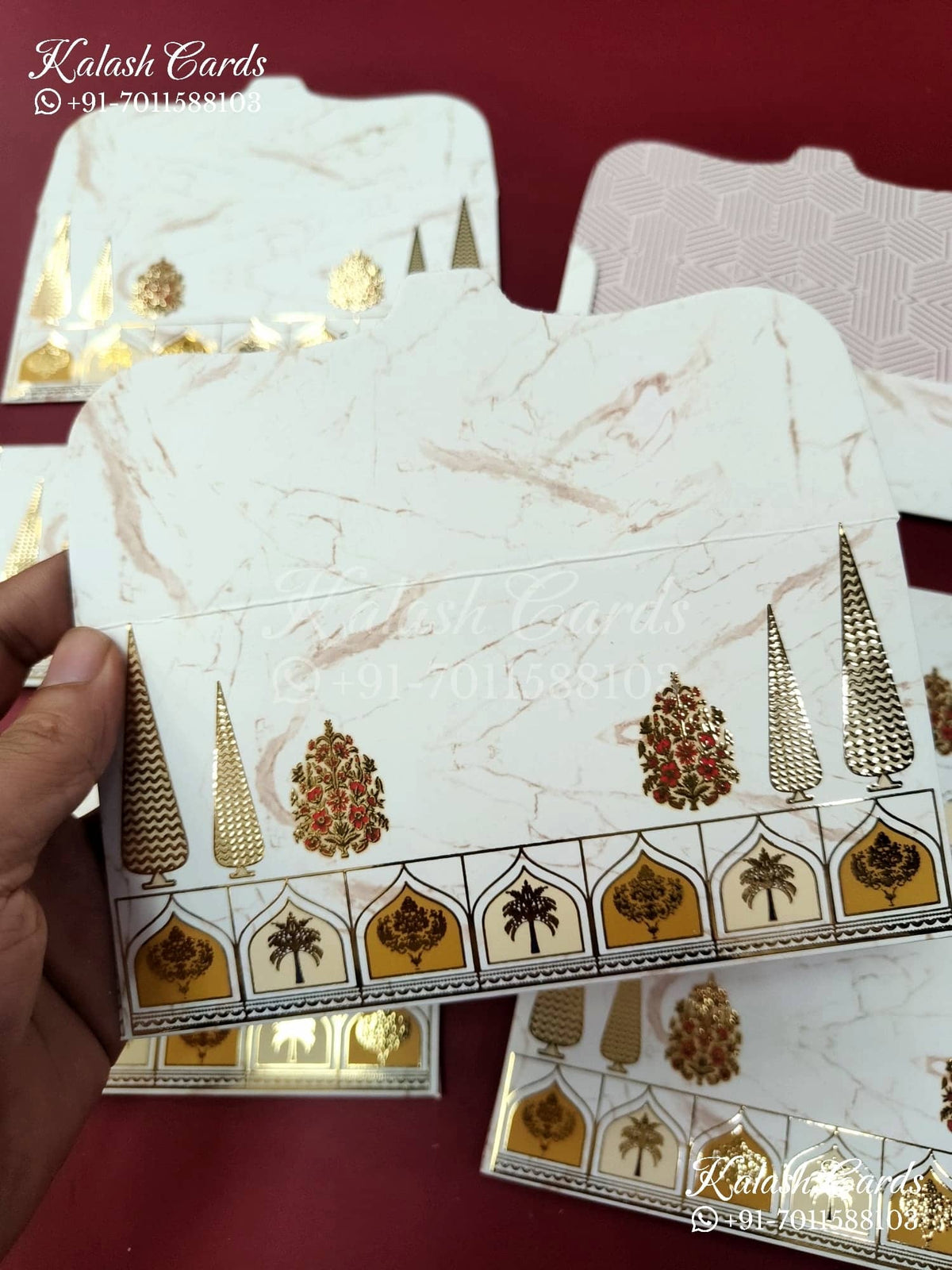 KL135E Premium 3D Gold Foil Designer Shagun Money Envelopes-Kalash Cards