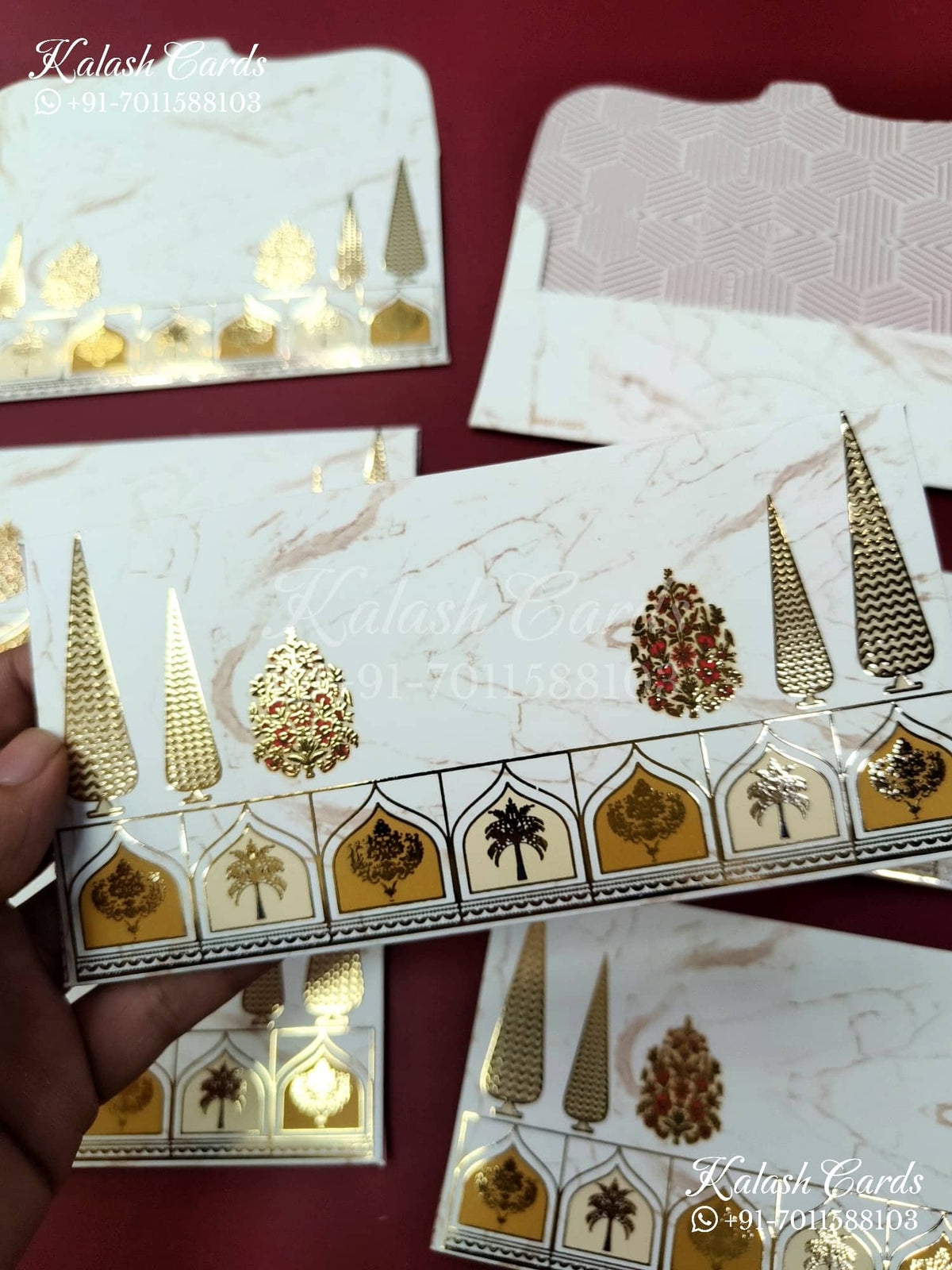 KL135E Premium 3D Gold Foil Designer Shagun Money Envelopes-Kalash Cards