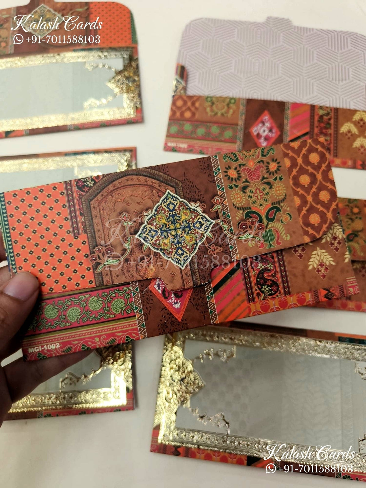 KL136E Premium 3D Gold Foil Designer Shagun Money Envelopes-Kalash Cards