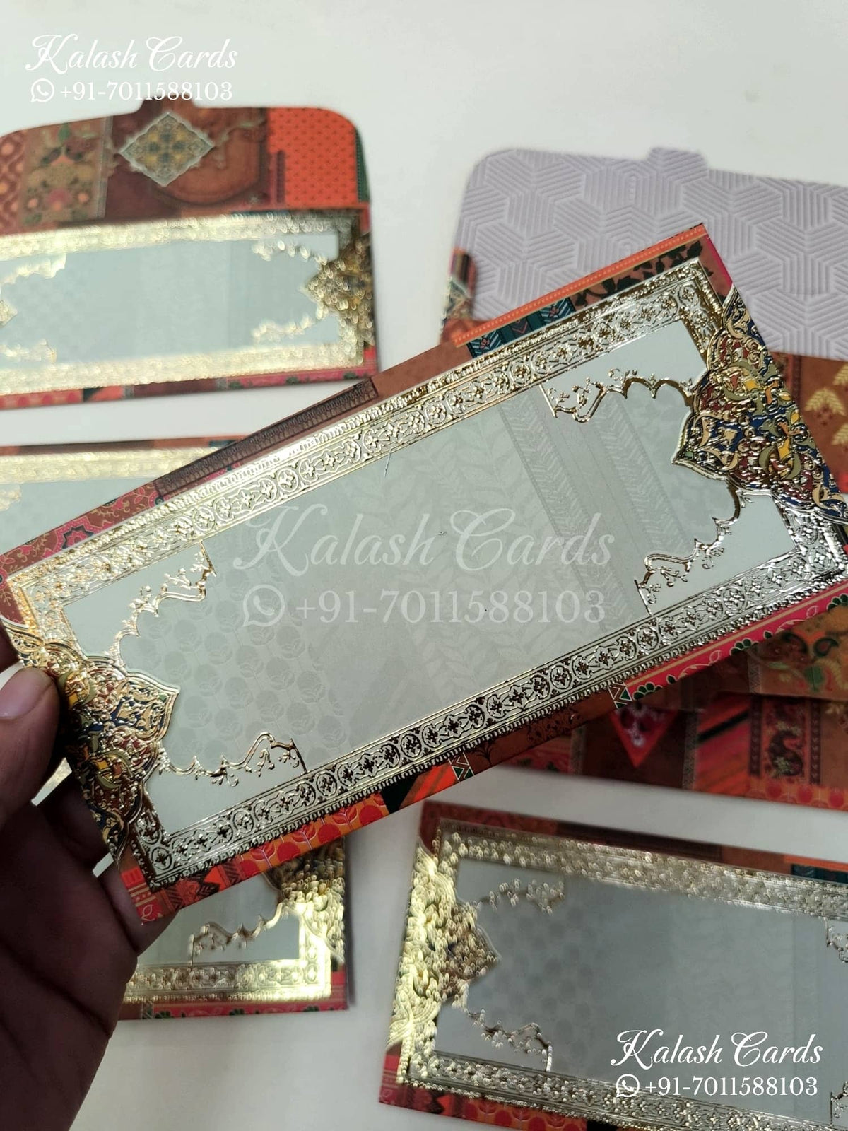 KL136E Premium 3D Gold Foil Designer Shagun Money Envelopes-Kalash Cards