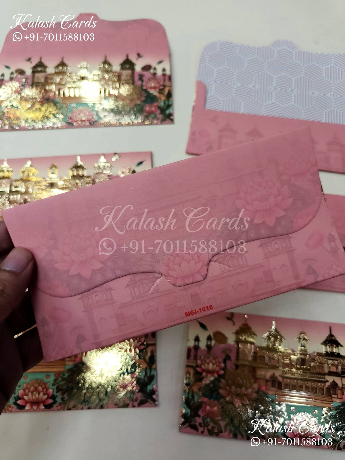 KL137E Premium 3D Gold Foil Designer Shagun Money Envelopes-Kalash Cards