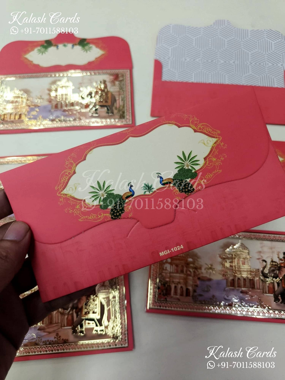 KL138E Premium 3D Gold Foil Designer Shagun Money Envelopes-Kalash Cards