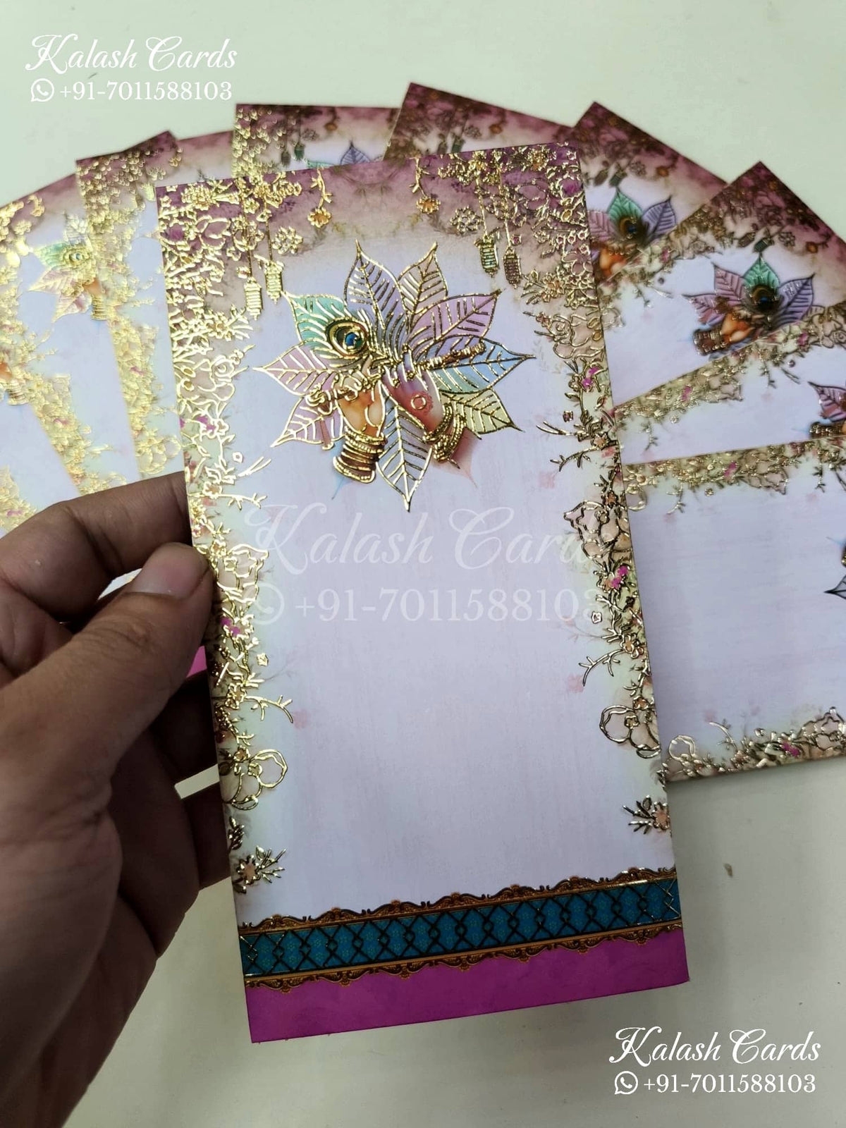 KL141E Premium 3D Gold Foil Designer Shagun Money Envelopes-Kalash Cards