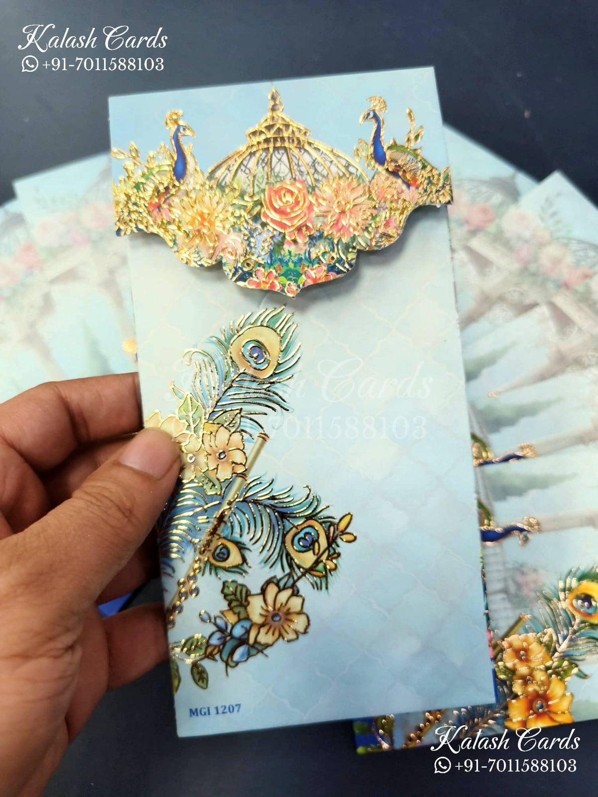 KL142E Premium 3D Gold Foil Designer Shagun Money Envelopes-Kalash Cards
