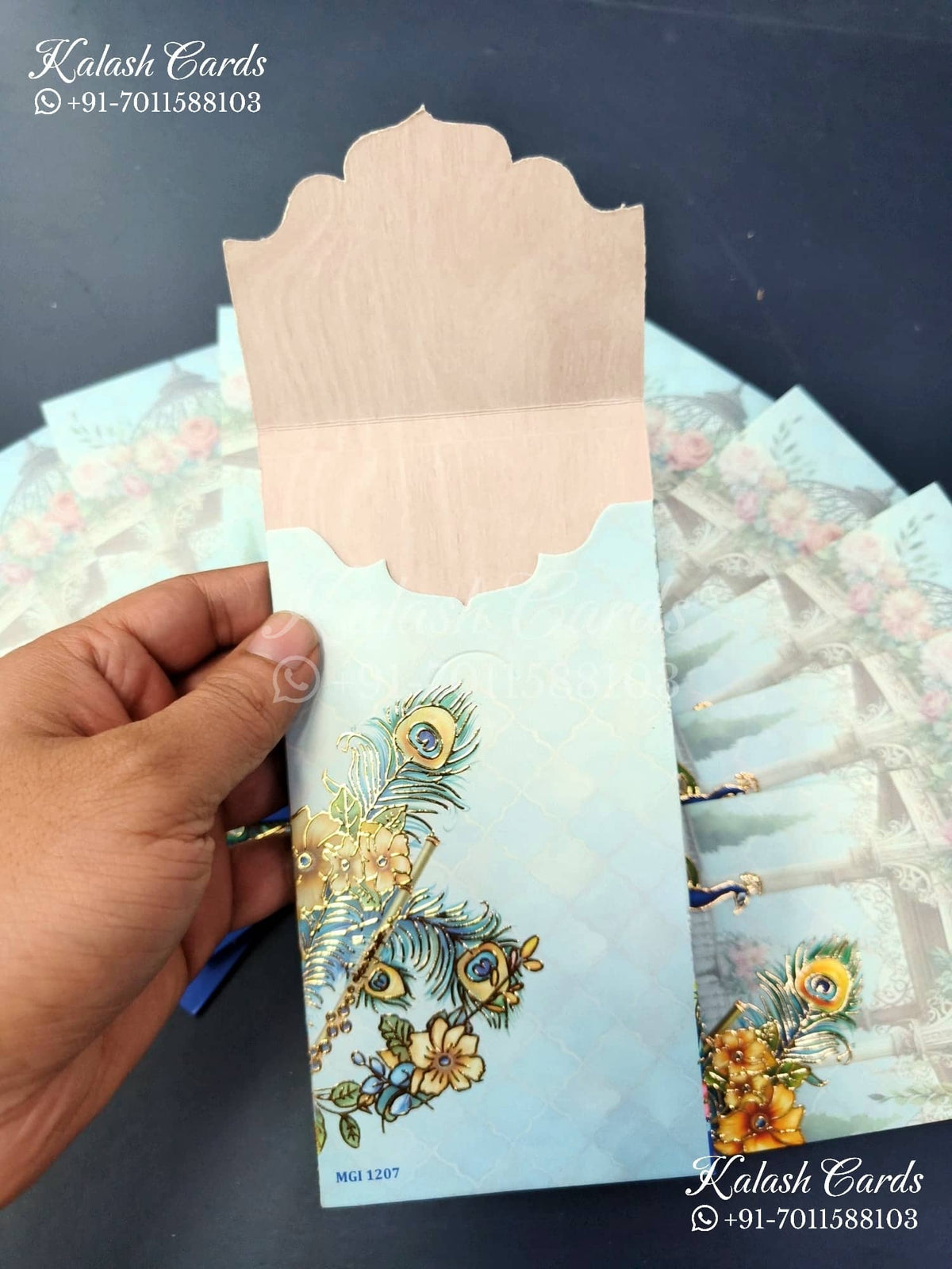 KL142E Premium 3D Gold Foil Designer Shagun Money Envelopes-Kalash Cards