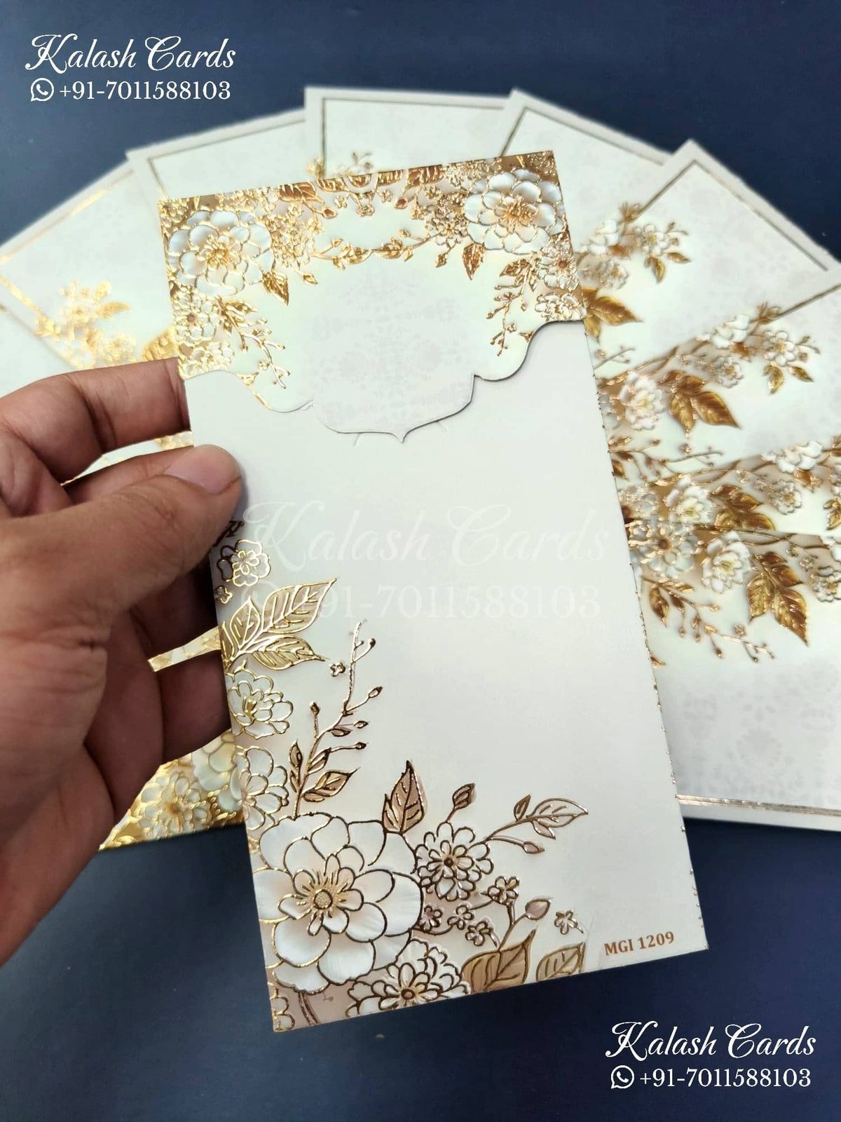KL143E Premium 3D Gold Foil Designer Shagun Money Envelopes-Kalash Cards