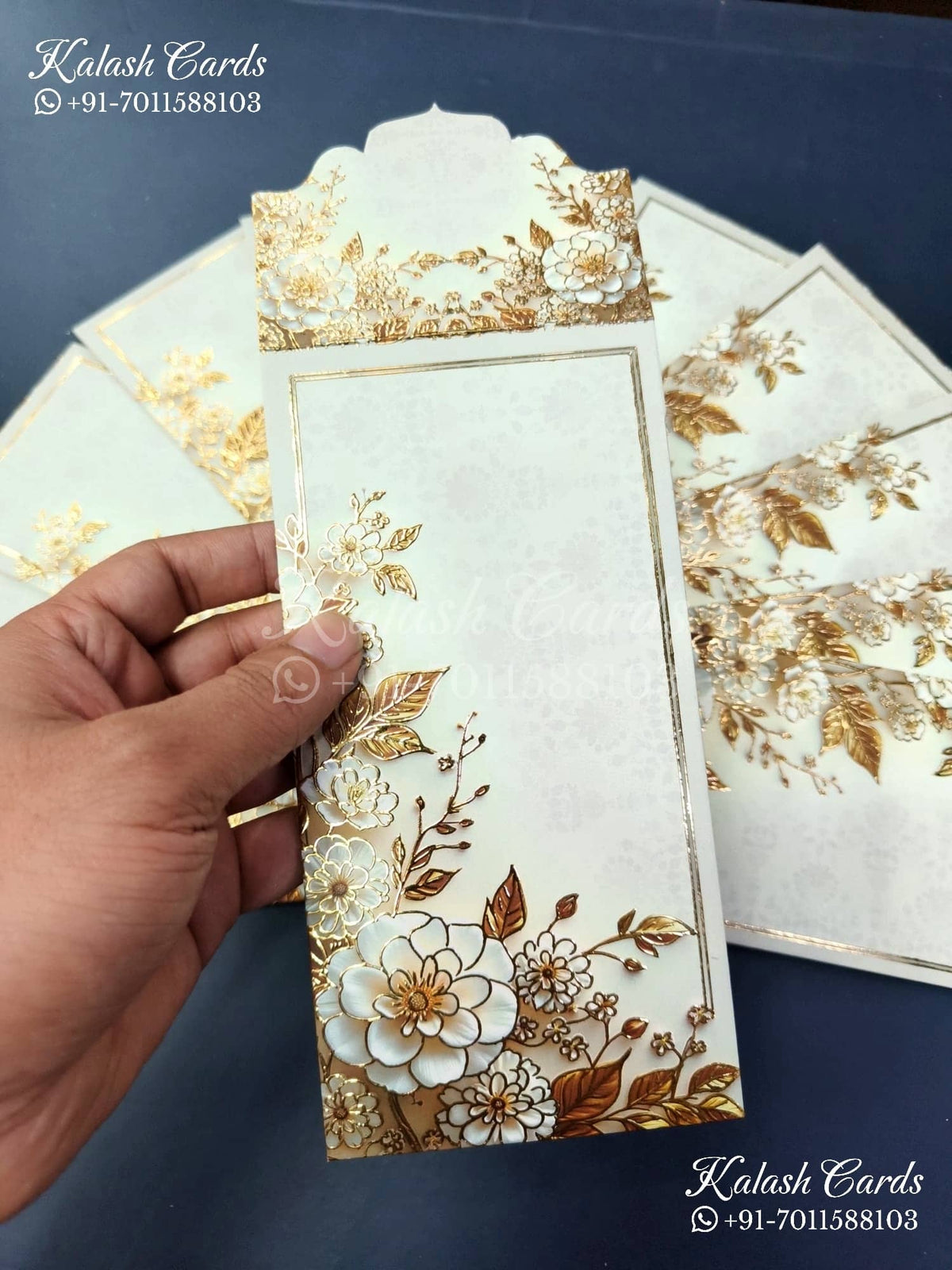 KL143E Premium 3D Gold Foil Designer Shagun Money Envelopes-Kalash Cards