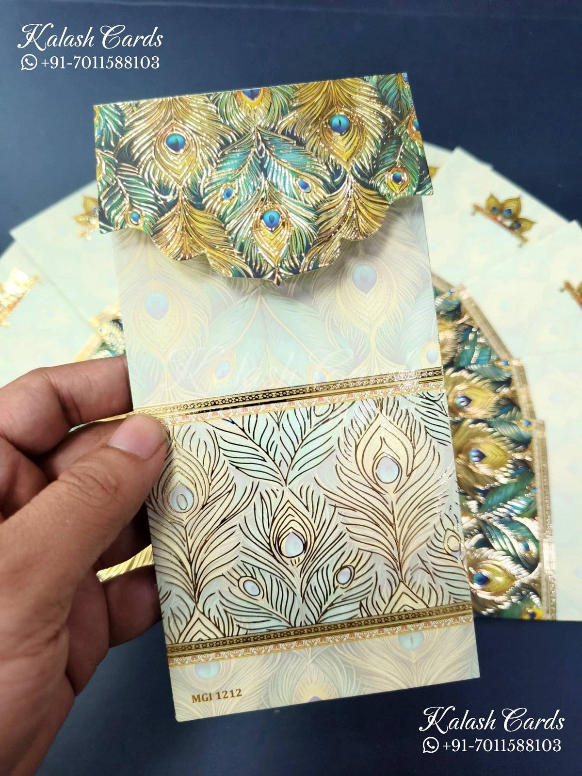 KL144E Premium 3D Gold Foil Designer Shagun Money Envelopes-Kalash Cards