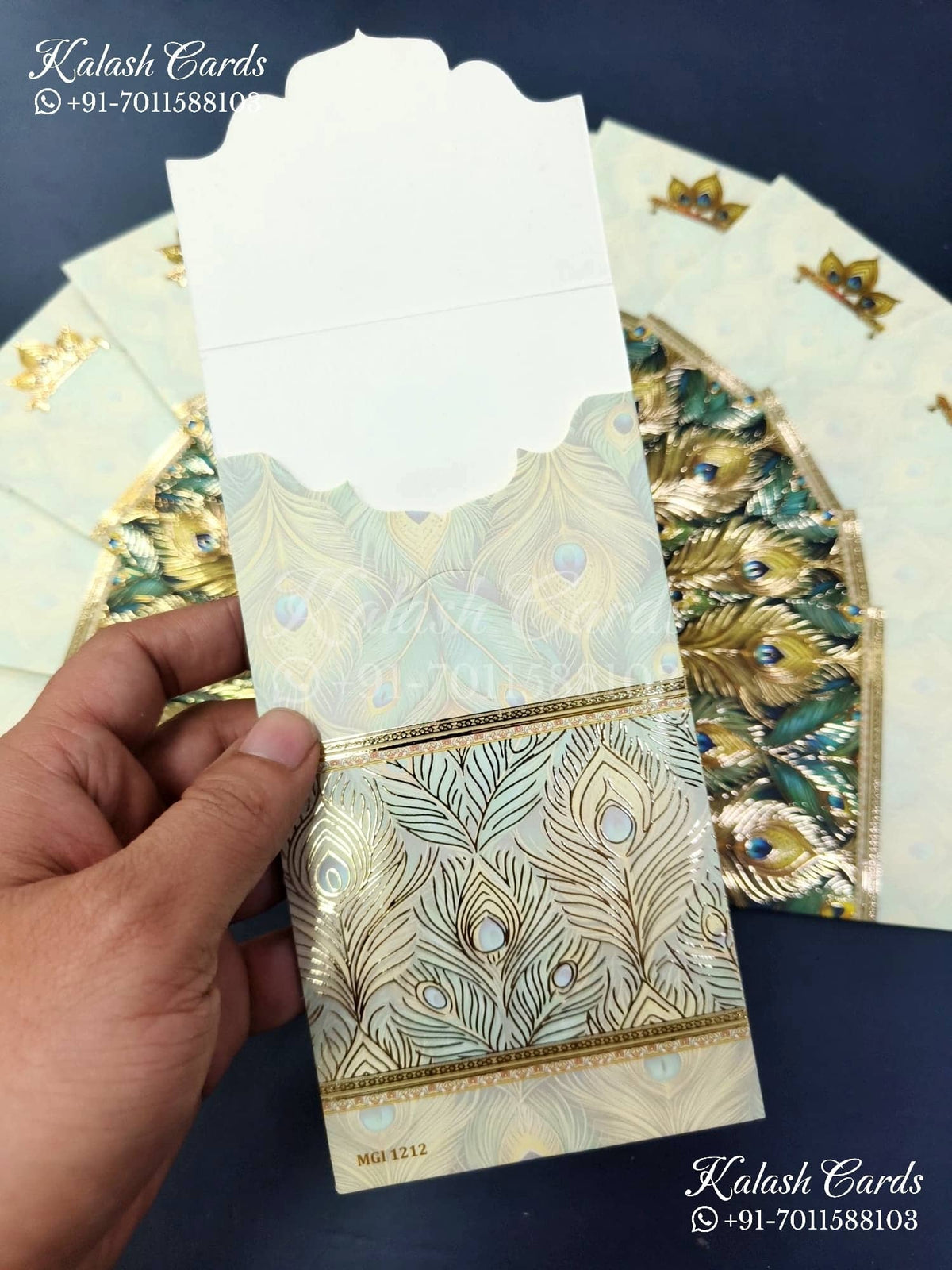 KL144E Premium 3D Gold Foil Designer Shagun Money Envelopes-Kalash Cards