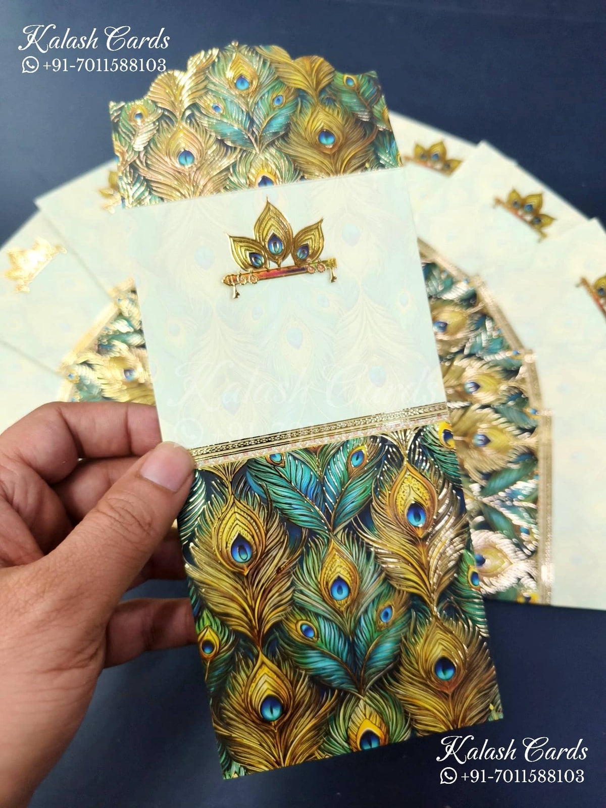 KL144E Premium 3D Gold Foil Designer Shagun Money Envelopes-Kalash Cards