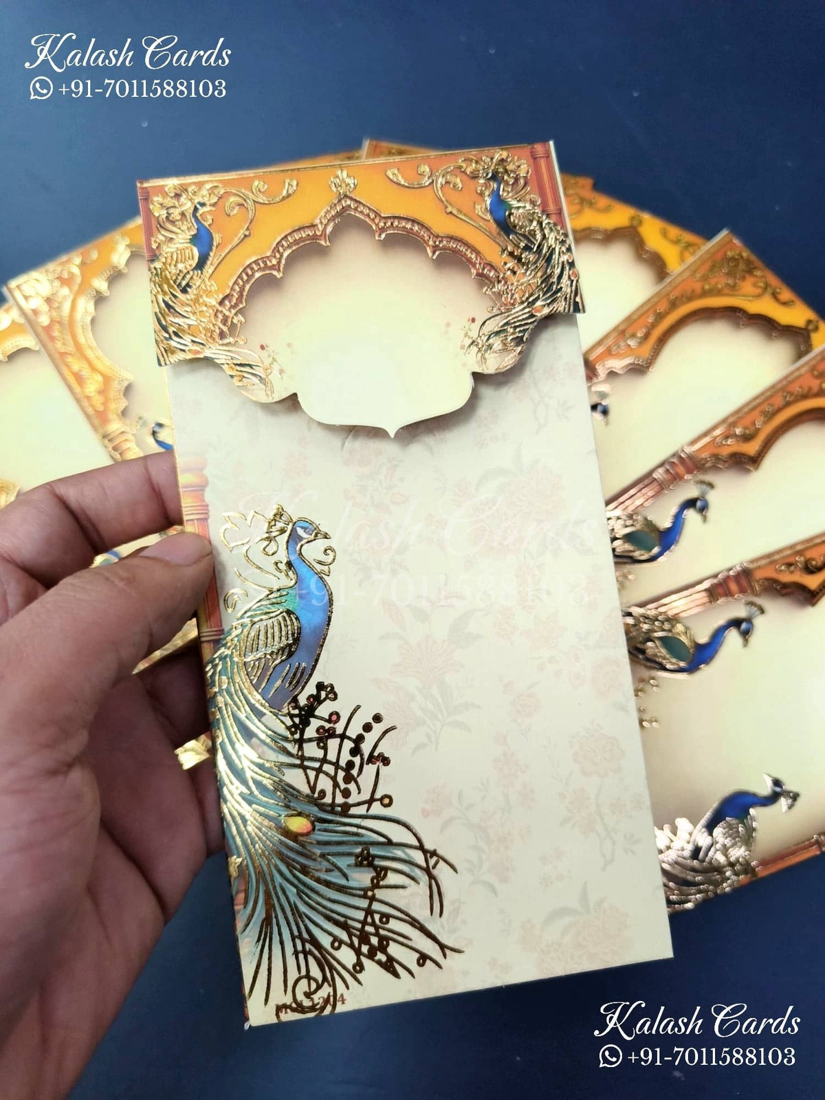 KL145E Premium 3D Gold Foil Designer Shagun Money Envelopes-Kalash Cards