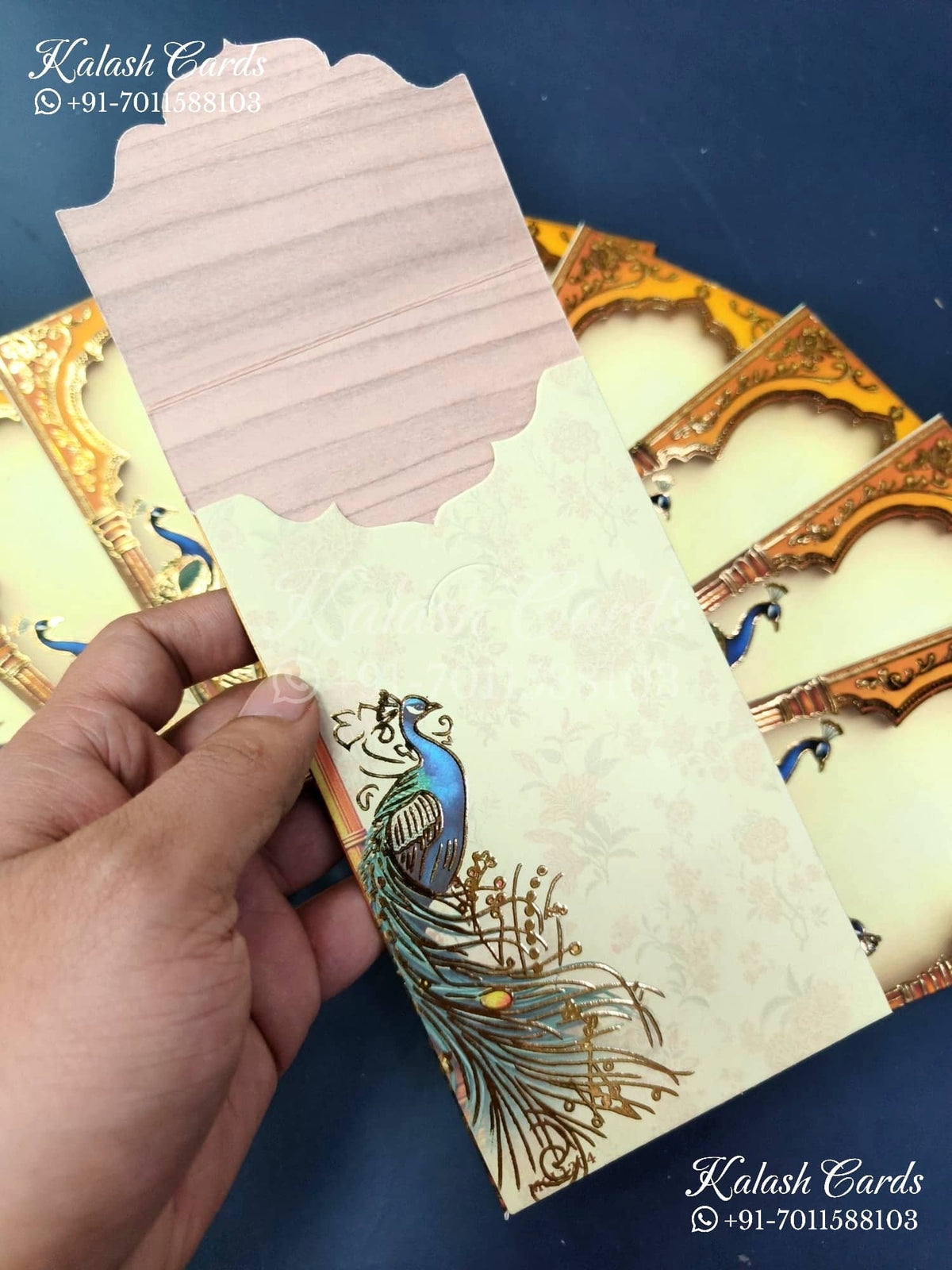 KL145E Premium 3D Gold Foil Designer Shagun Money Envelopes-Kalash Cards