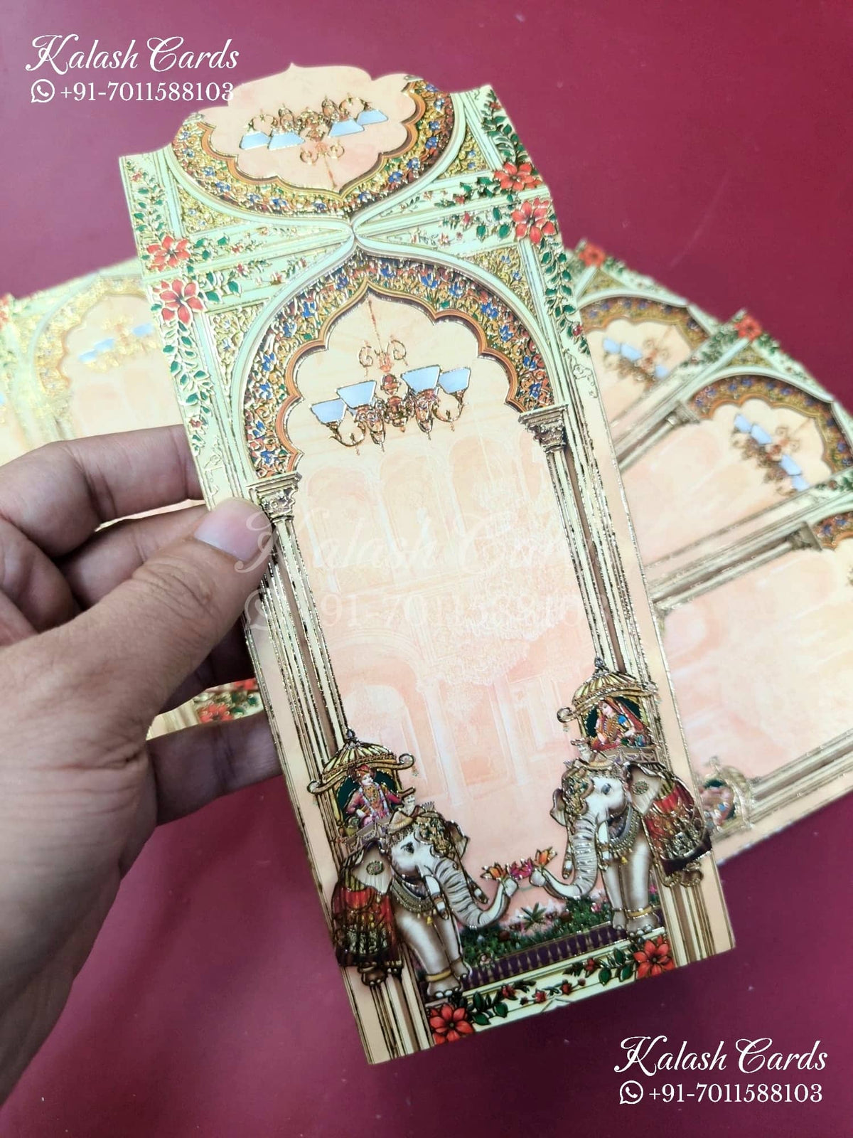 KL147E Premium 3D Gold Foil Designer Shagun Money Envelopes-Kalash Cards