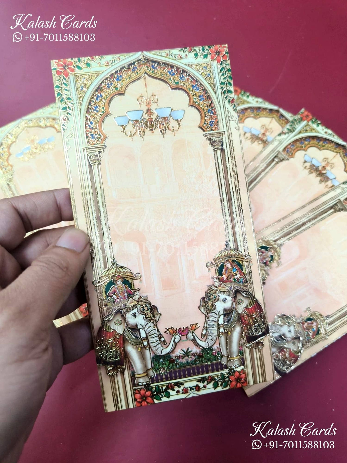 KL147E Premium 3D Gold Foil Designer Shagun Money Envelopes-Kalash Cards