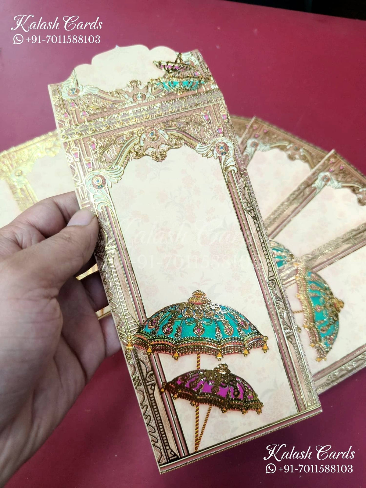 KL148E Premium 3D Gold Foil Designer Shagun Money Envelopes-Kalash Cards
