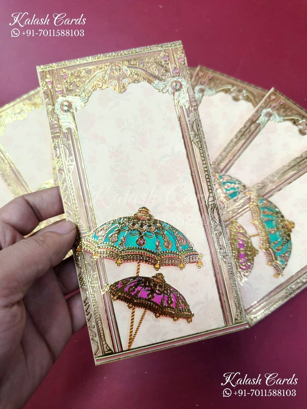 KL148E Premium 3D Gold Foil Designer Shagun Money Envelopes-Kalash Cards