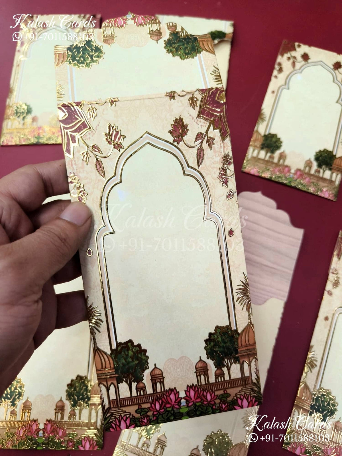 KL149E Premium 3D Gold Foil Designer Shagun Money Envelopes-Kalash Cards