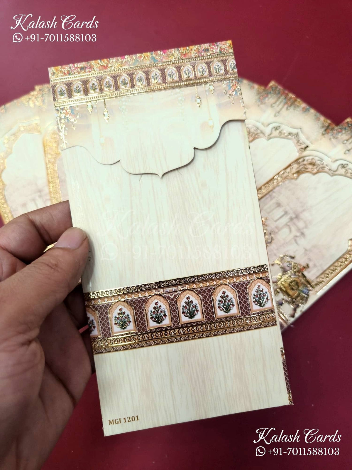KL150E Premium 3D Gold Foil Designer Shagun Money Envelopes-Kalash Cards