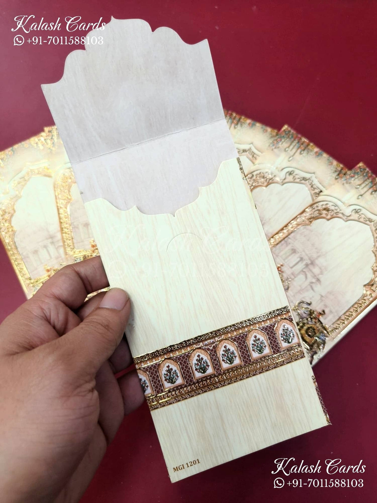 KL150E Premium 3D Gold Foil Designer Shagun Money Envelopes-Kalash Cards