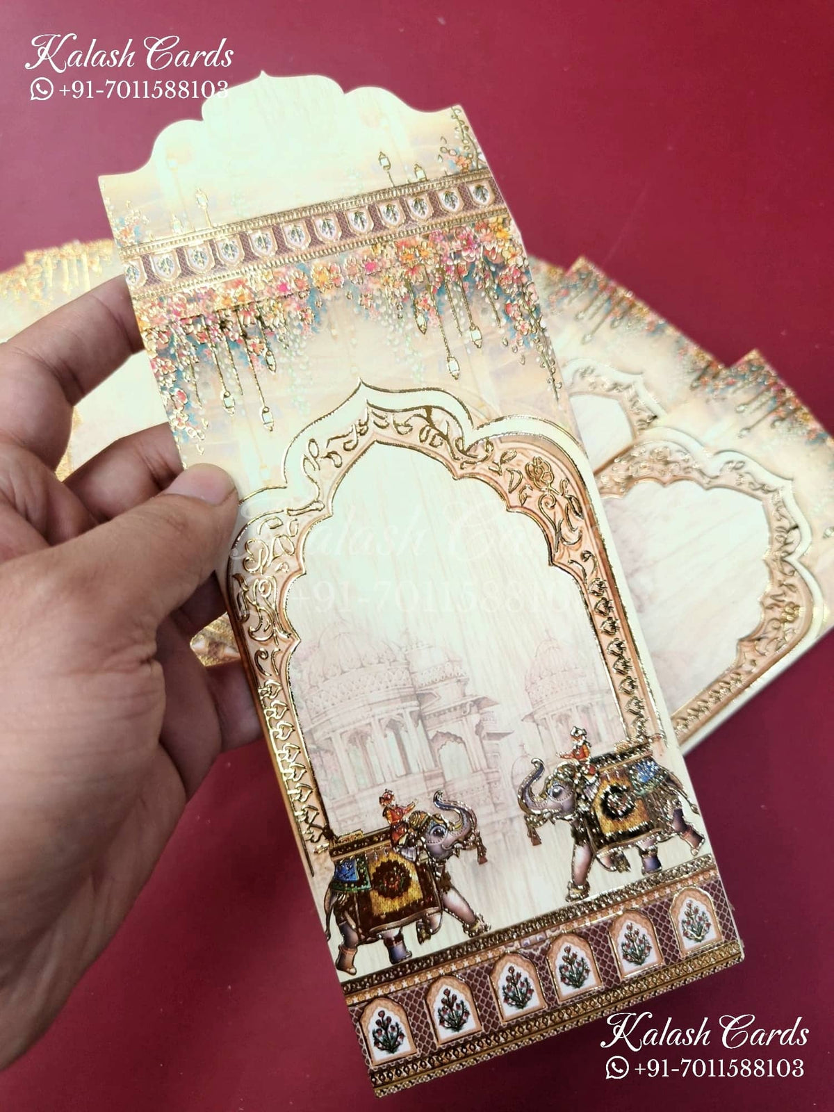 KL150E Premium 3D Gold Foil Designer Shagun Money Envelopes-Kalash Cards