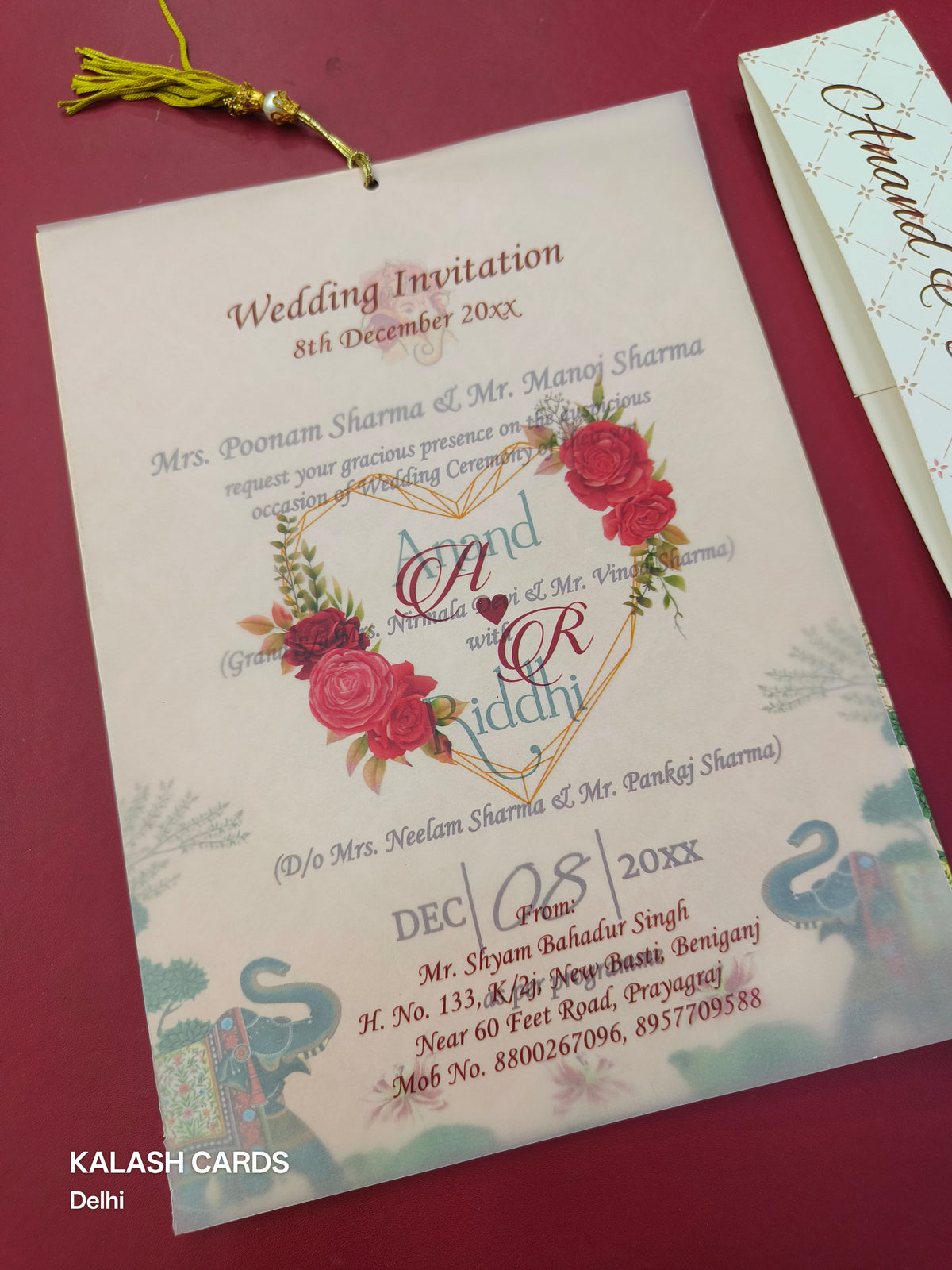 KL1801 Translucent Cover Luxury Wedding Card (2 Page)-Kalash Cards