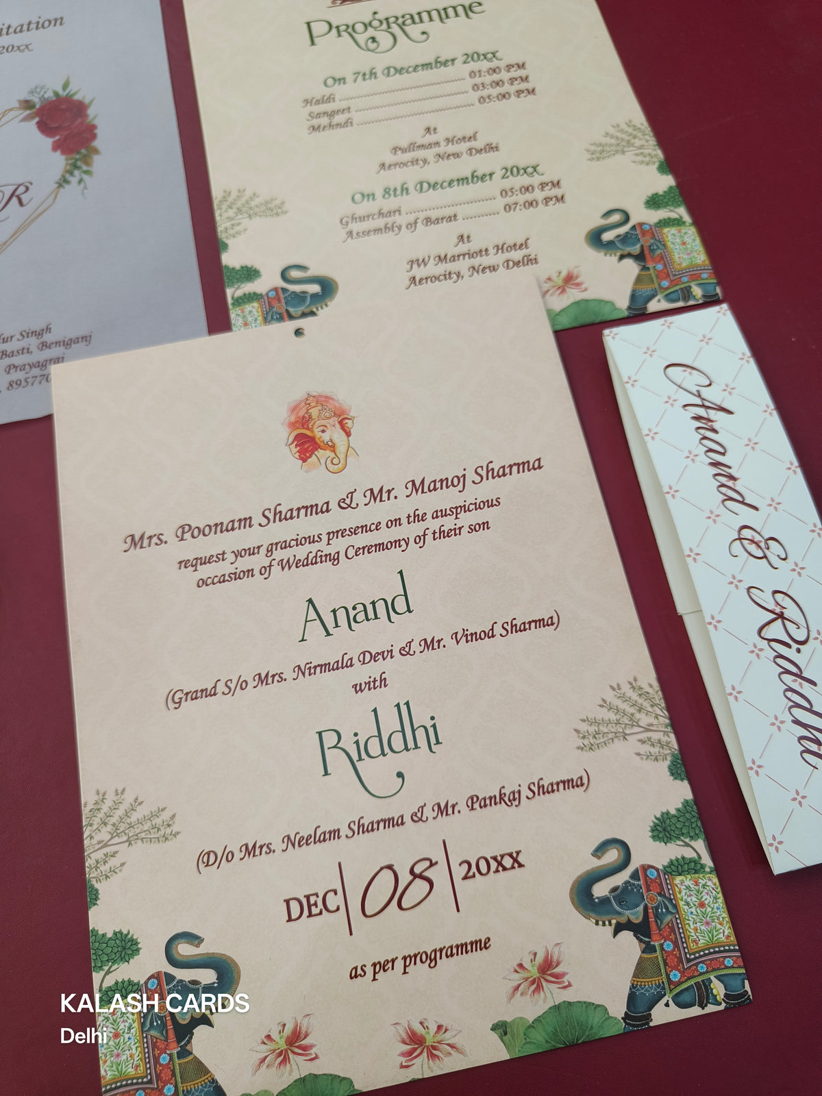 KL1801 Translucent Cover Luxury Wedding Card (2 Page)-Kalash Cards
