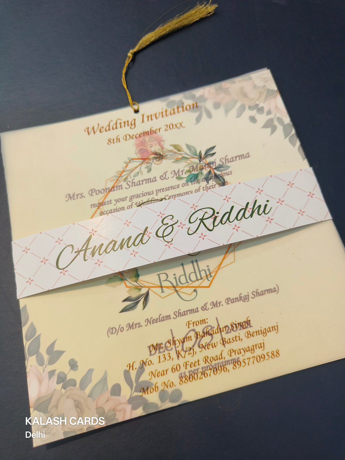 KL1802 Translucent Cover Luxury Wedding Card (2 Page)-Kalash Cards