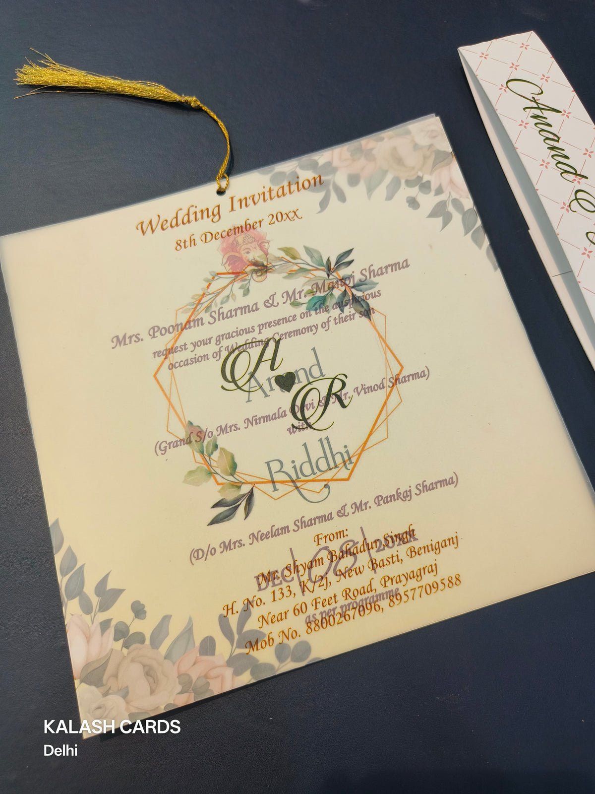 KL1802 Translucent Cover Luxury Wedding Card (2 Page)-Kalash Cards