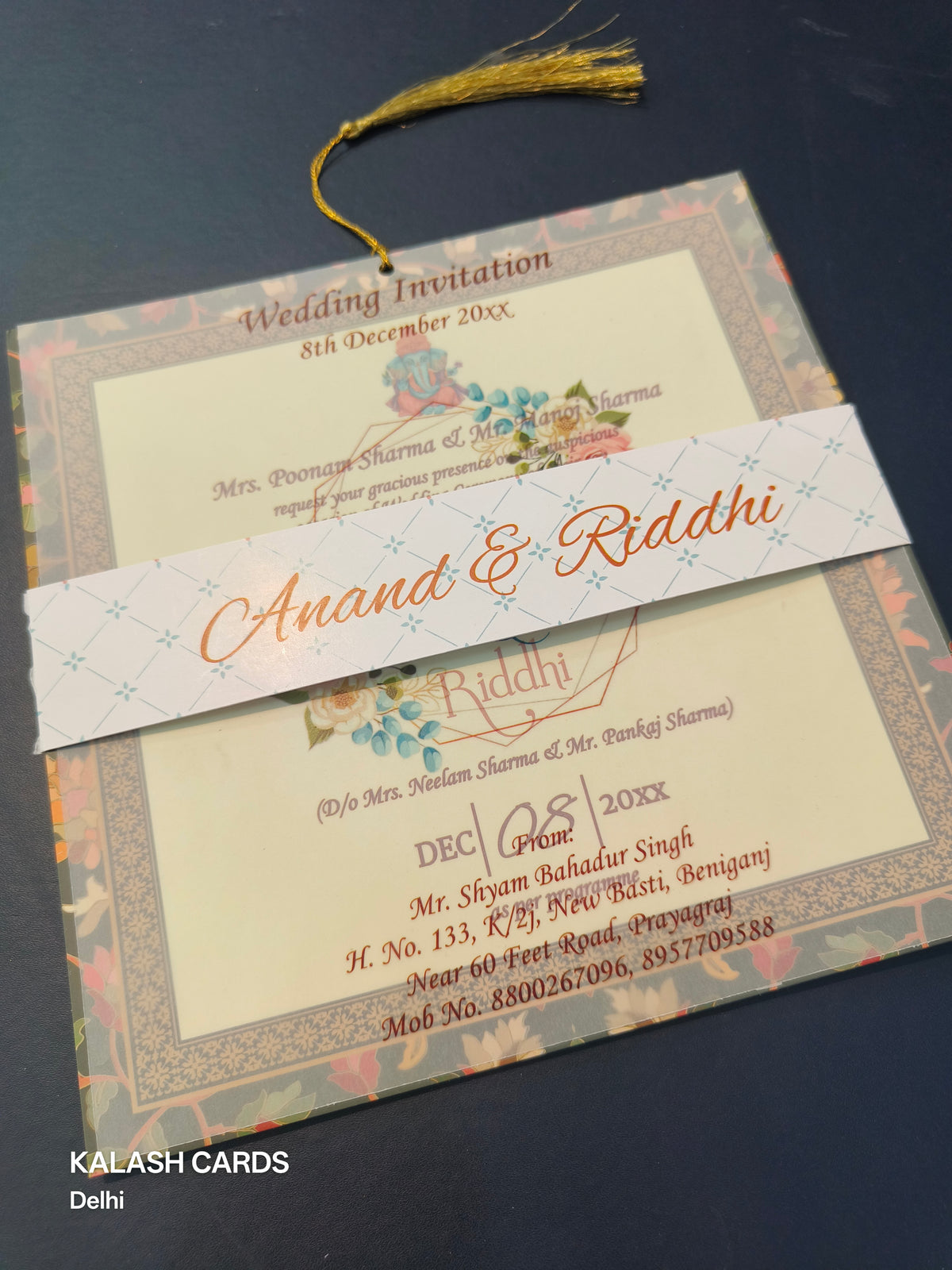 KL1803 Translucent Cover Luxury Wedding Card (2 Page)-Kalash Cards