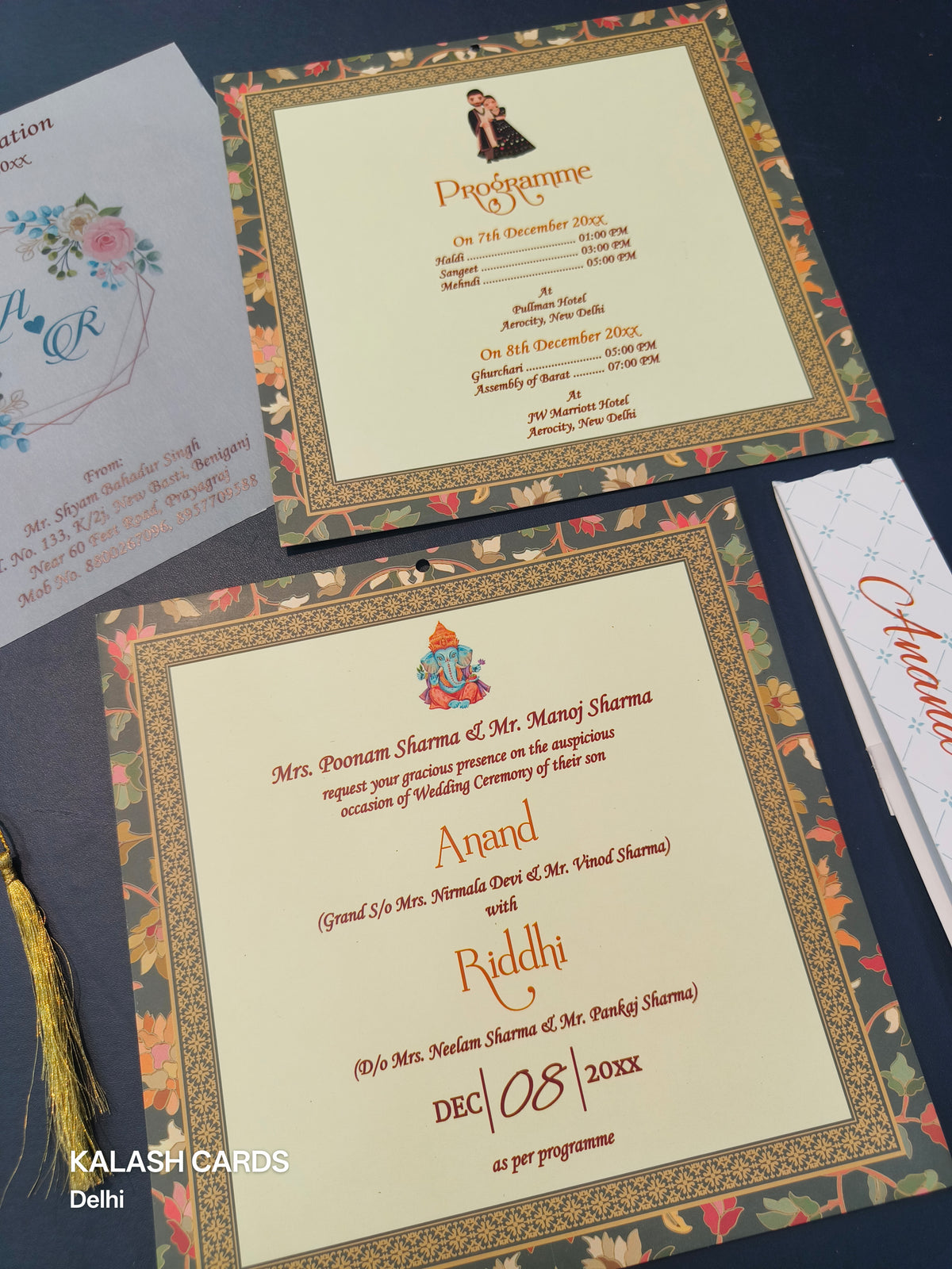 KL1803 Translucent Cover Luxury Wedding Card (2 Page)-Kalash Cards