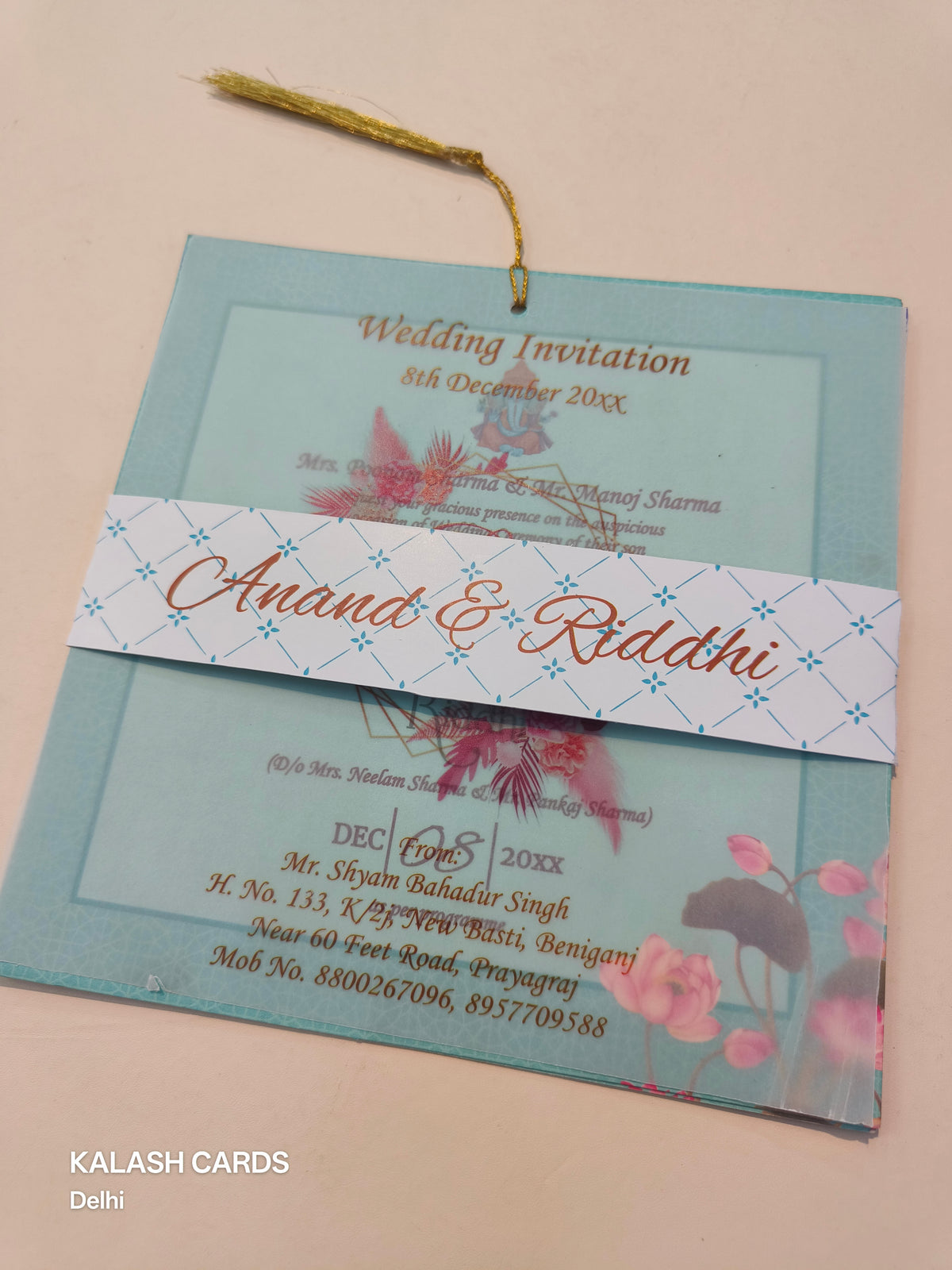 KL1807 Translucent Cover Luxury Wedding Card (2 Page)-Kalash Cards