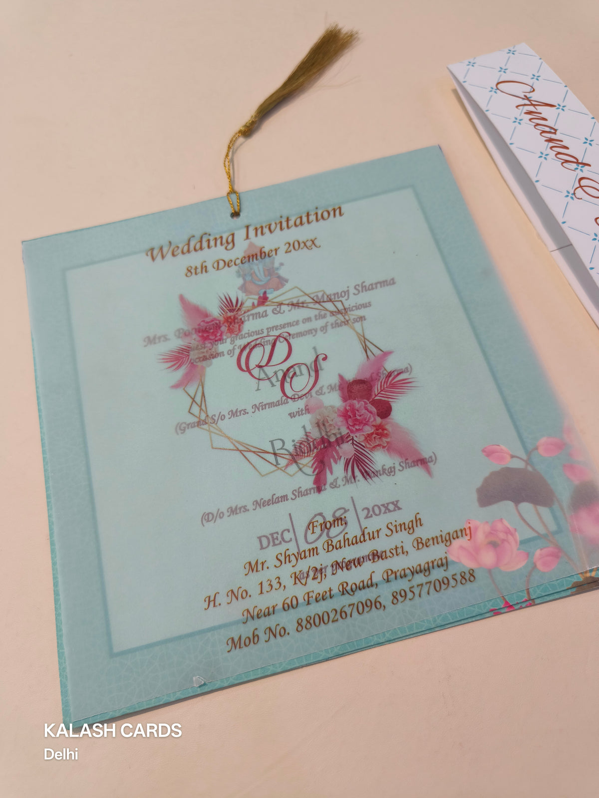 KL1807 Translucent Cover Luxury Wedding Card (2 Page)-Kalash Cards