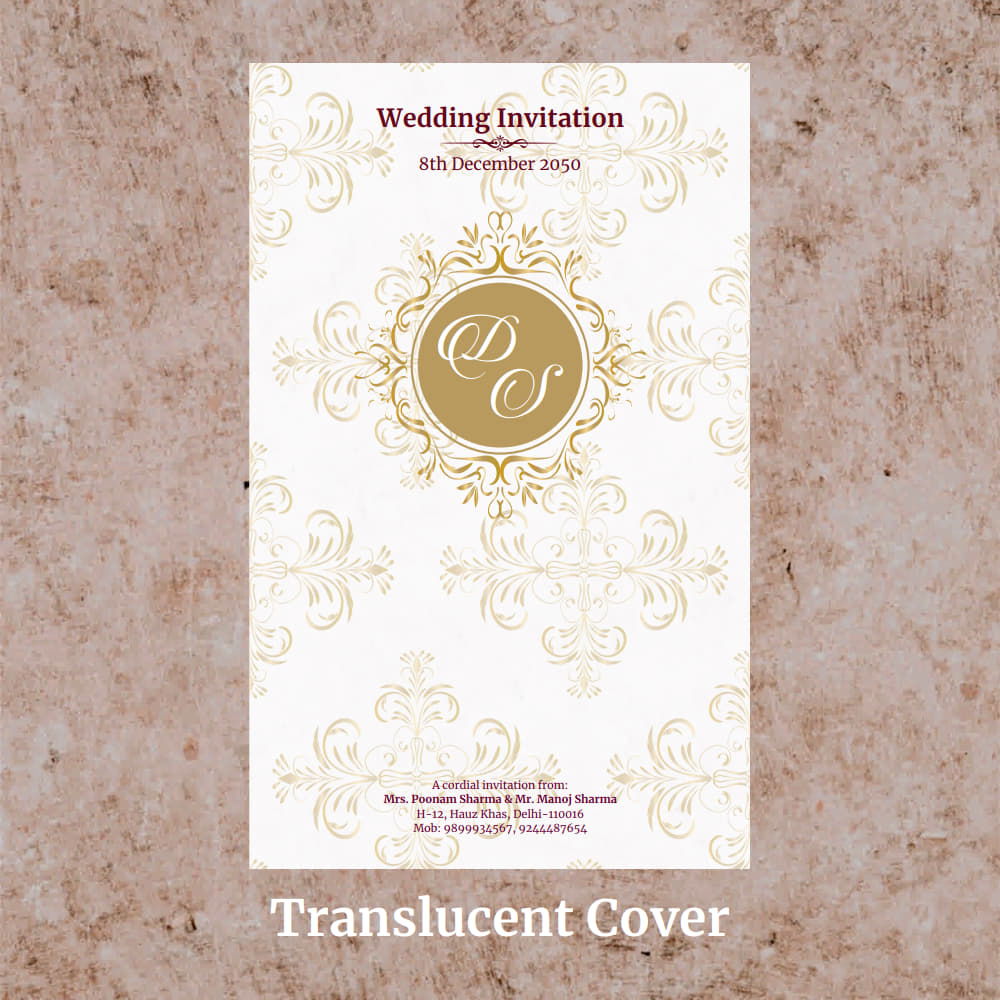 KL2046 Translucent Cover Luxury Wedding Card - Kalash Cards