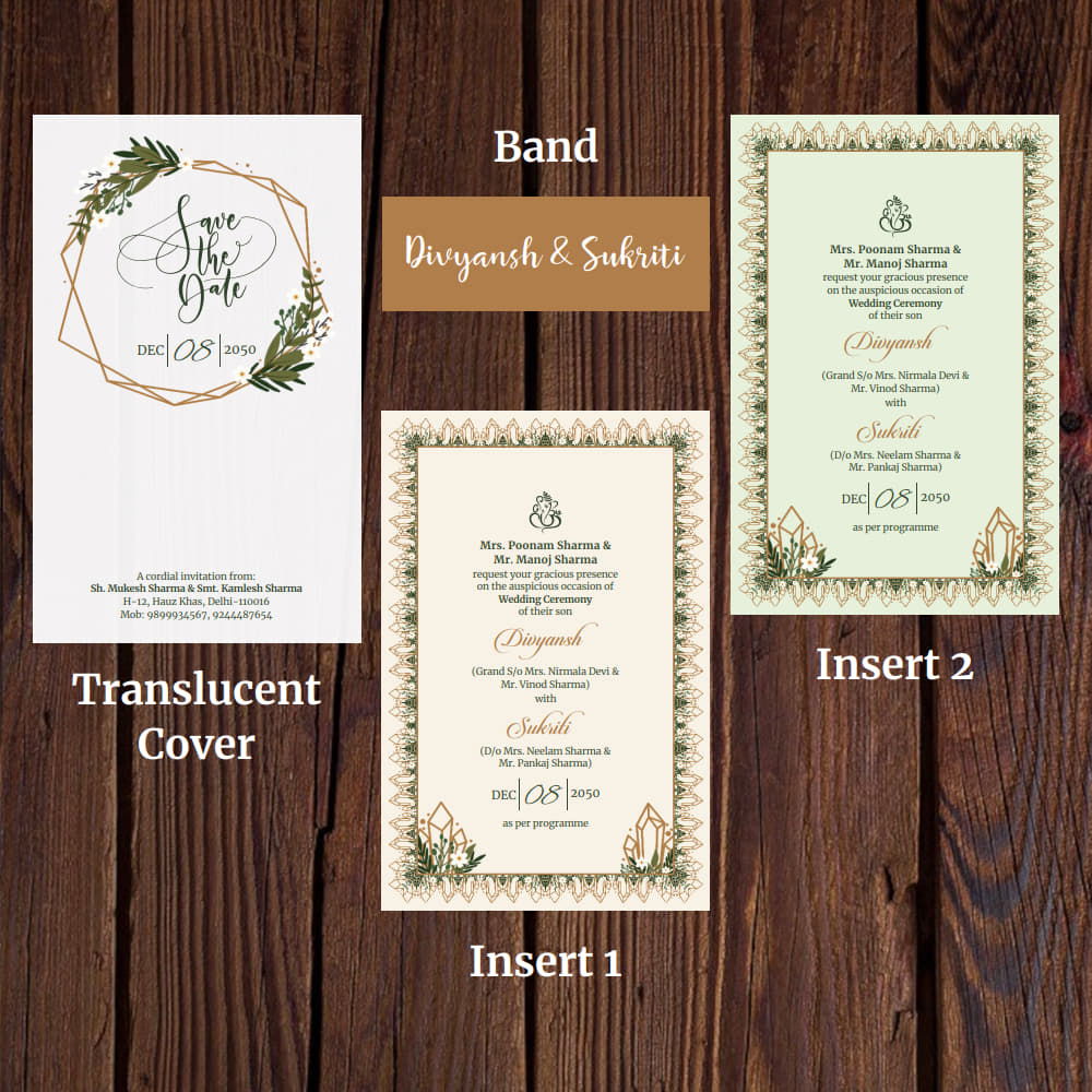 KL2052 Translucent Cover Luxury Wedding Card - Kalash Cards