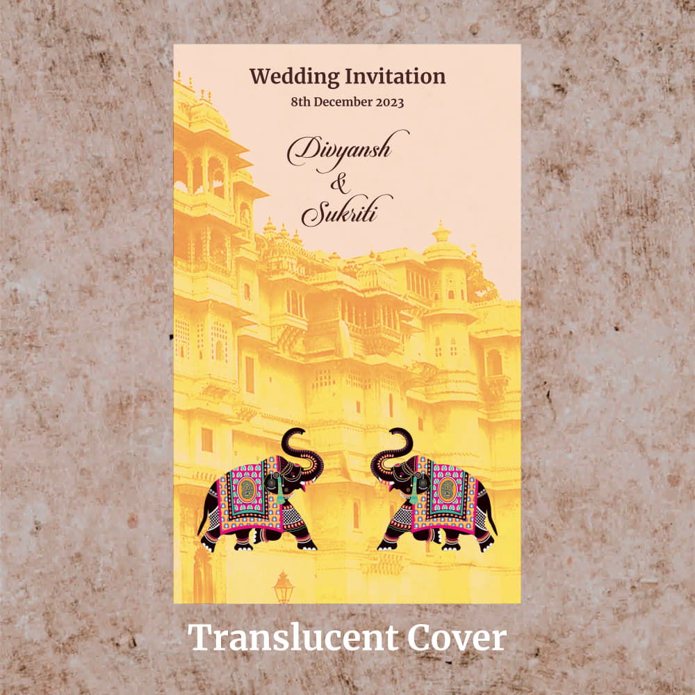 KL2066 Translucent Cover Luxury Wedding Card - Kalash Cards