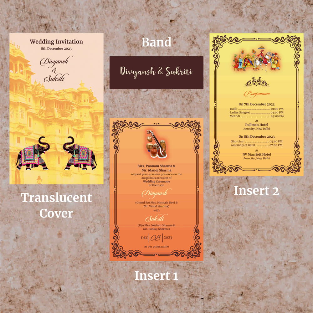 KL2066 Translucent Cover Luxury Wedding Card - Kalash Cards