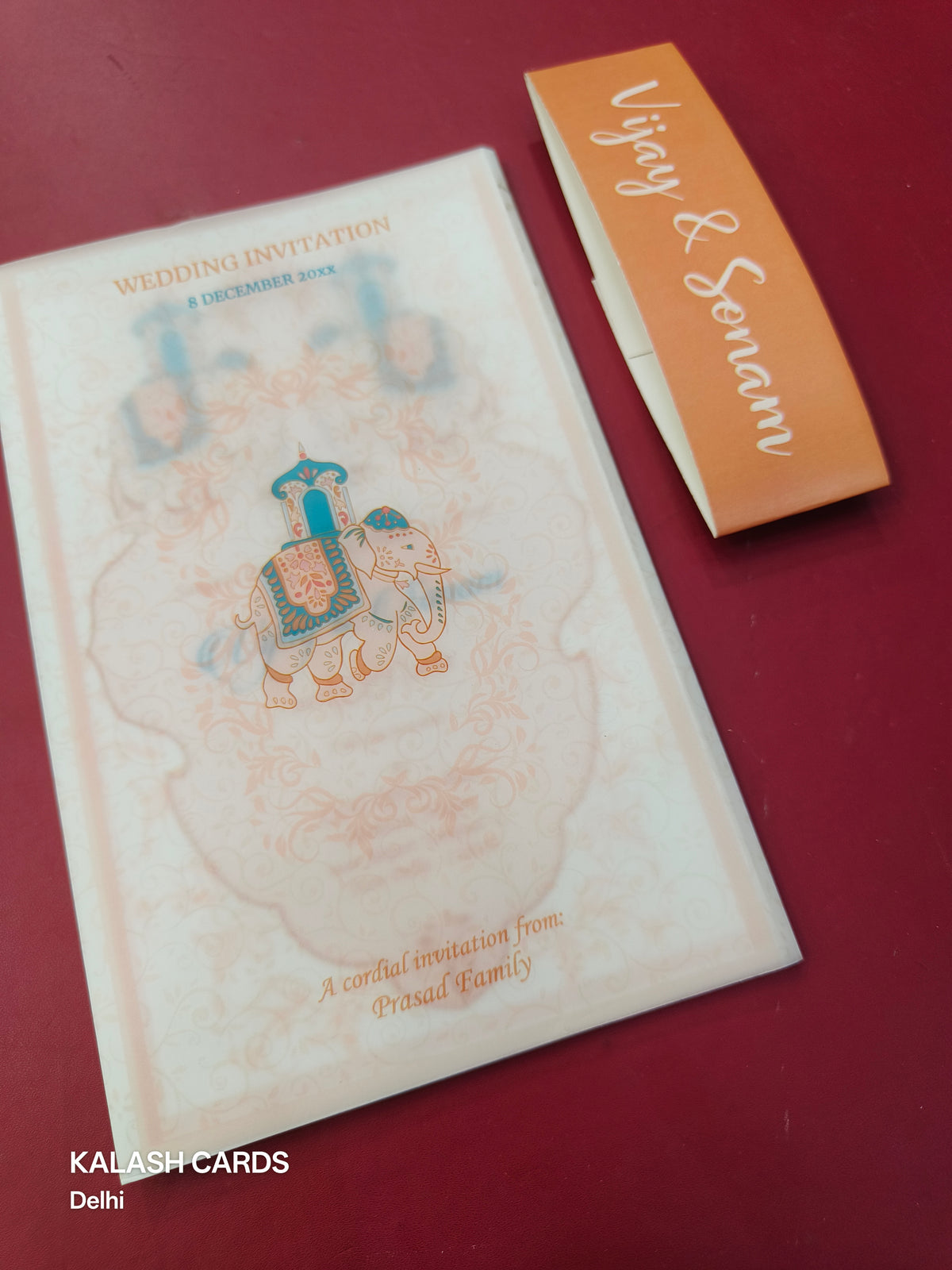 KL2092 Translucent Cover Luxury Wedding Card (2 Page)-Kalash Cards
