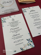 KL2094 Translucent Cover Luxury Wedding Card (2 Page)-Kalash Cards
