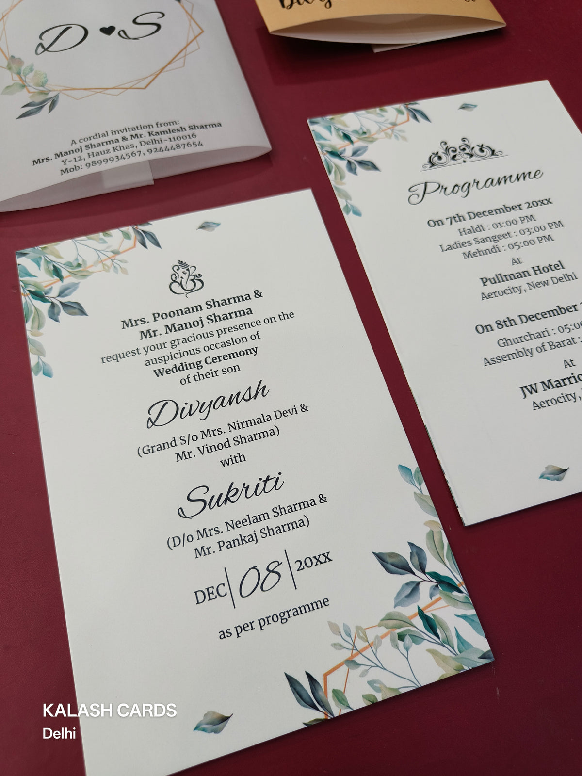 KL2094 Translucent Cover Luxury Wedding Card (2 Page)-Kalash Cards