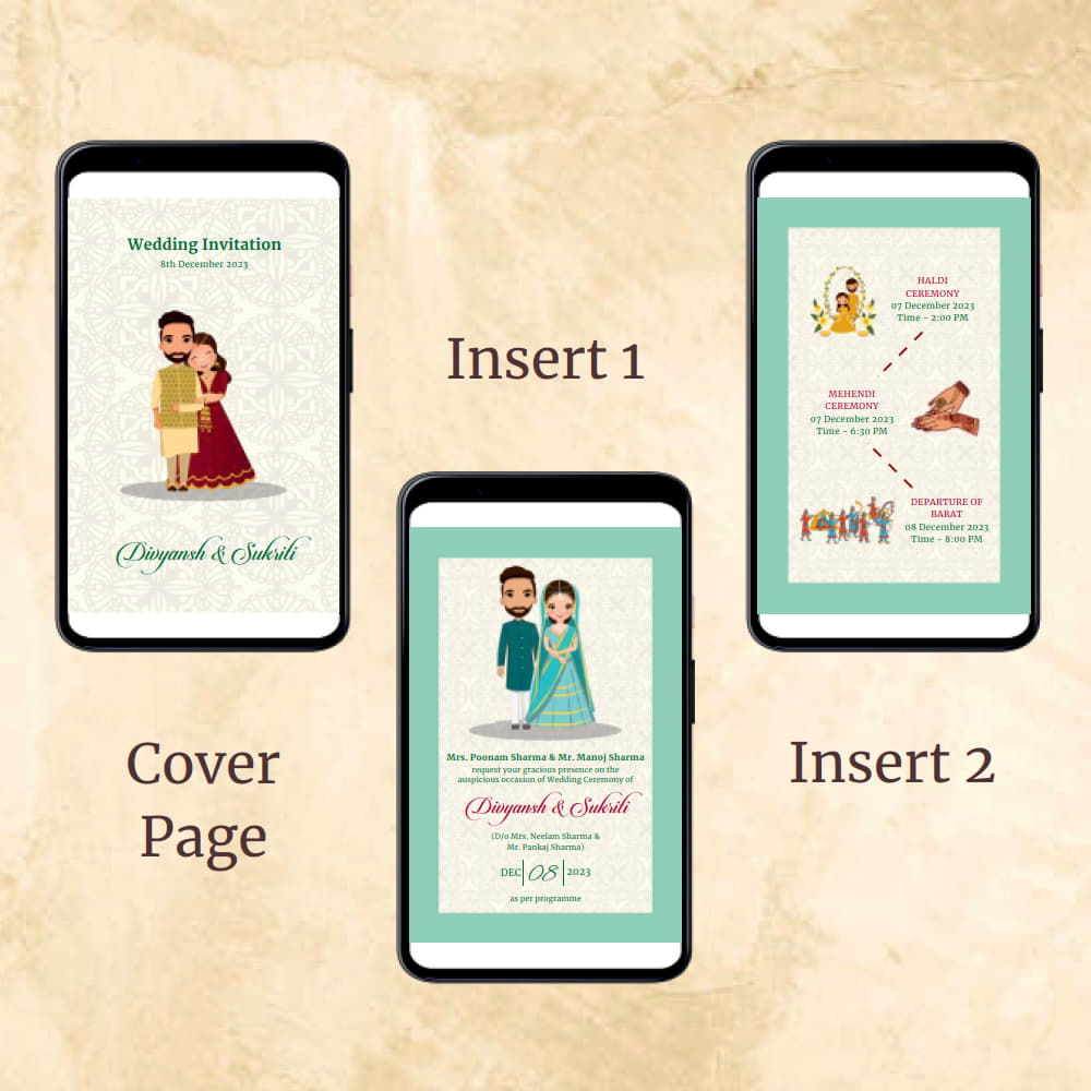 KL2096 Digital Wedding PDF Ecard - Kalash Cards