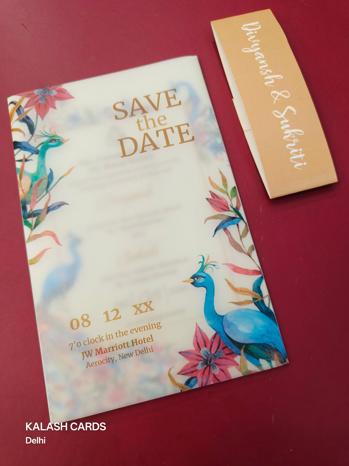 KL2097 Translucent Cover Luxury Wedding Card (2 Page)-Kalash Cards