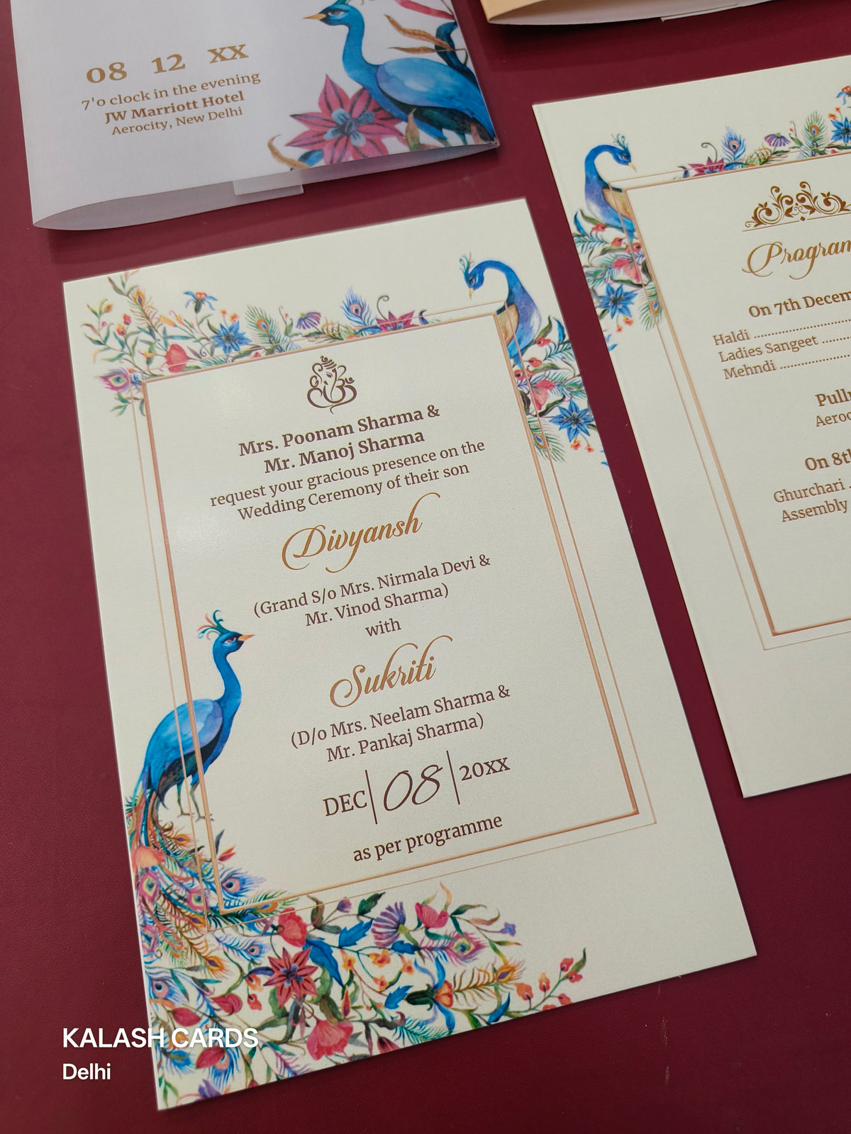 KL2097 Translucent Cover Luxury Wedding Card (2 Page)-Kalash Cards