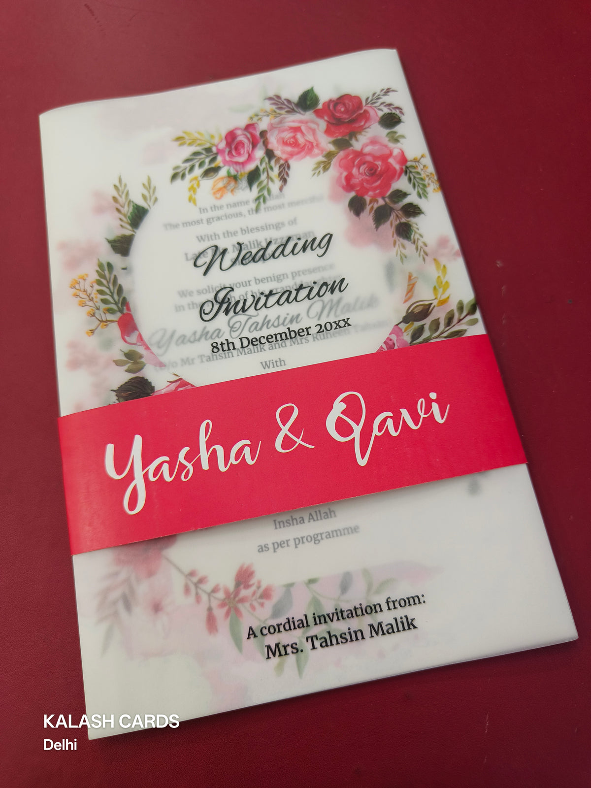 KL2101 Translucent Cover Luxury Wedding Card (2 Page)-Kalash Cards