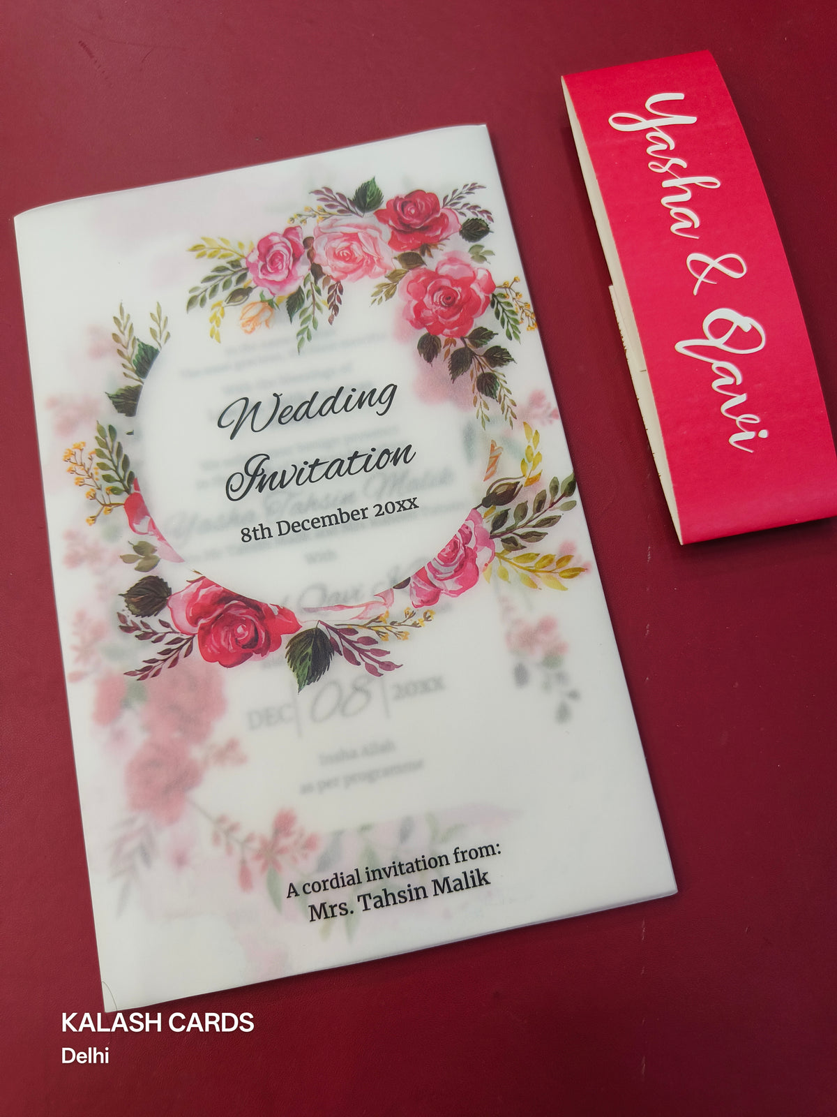 KL2101 Translucent Cover Luxury Wedding Card (2 Page)-Kalash Cards