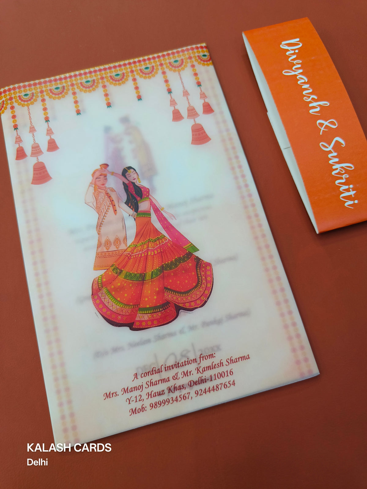 KL2105 Translucent Cover Luxury Wedding Card (2 Page)-Kalash Cards