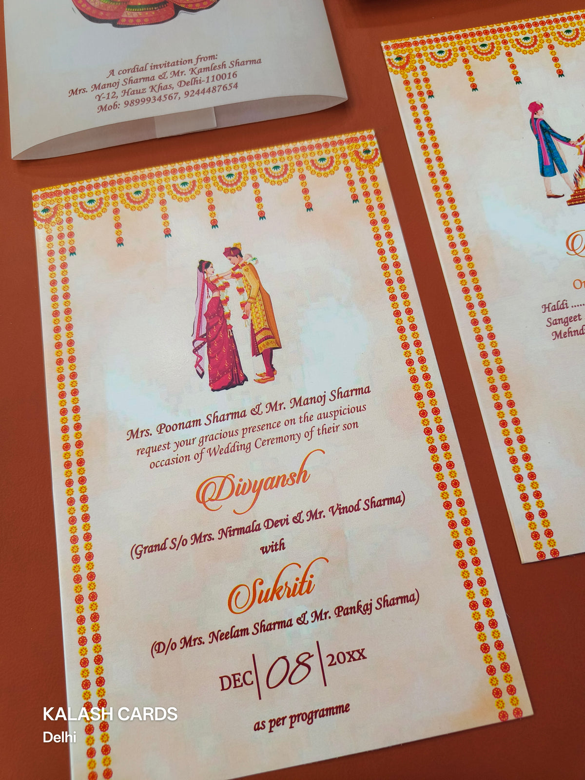 KL2105 Translucent Cover Luxury Wedding Card (2 Page)-Kalash Cards