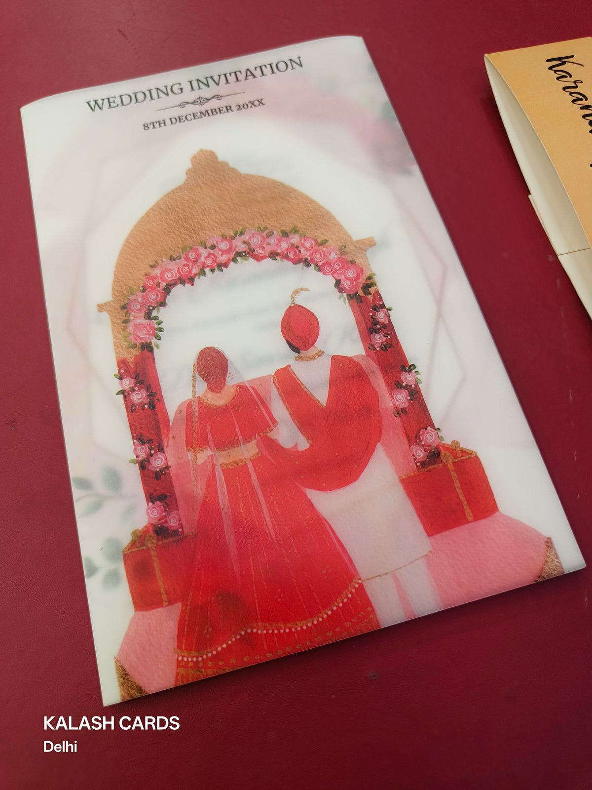 KL2106-2 Sikh Anand Karaj Theme Translucent Cover Luxury Wedding Card (2 Page)-Kalash Cards